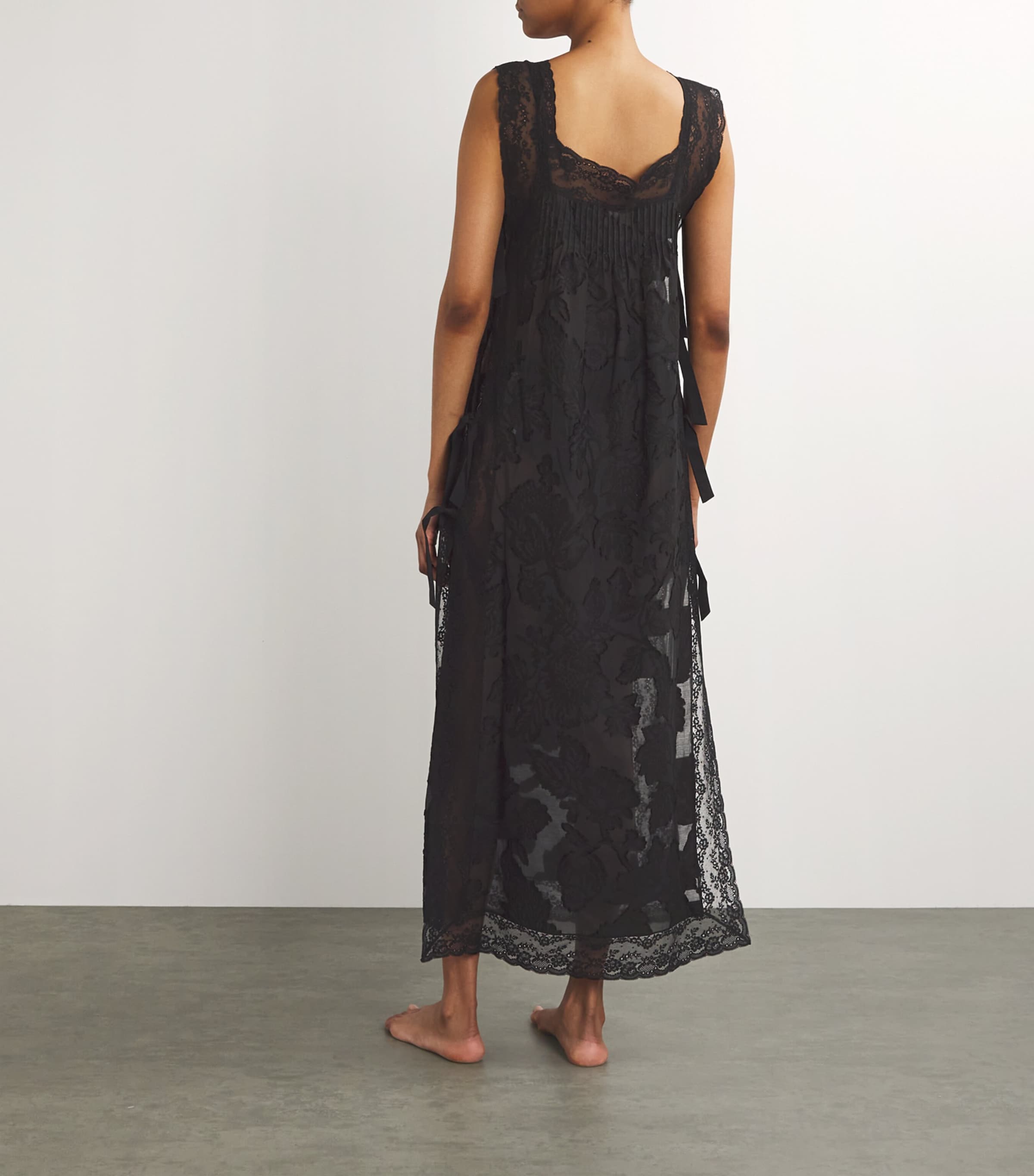 Lace-Trim Fiocchini Nightdress BLACK DEVORE Image 3