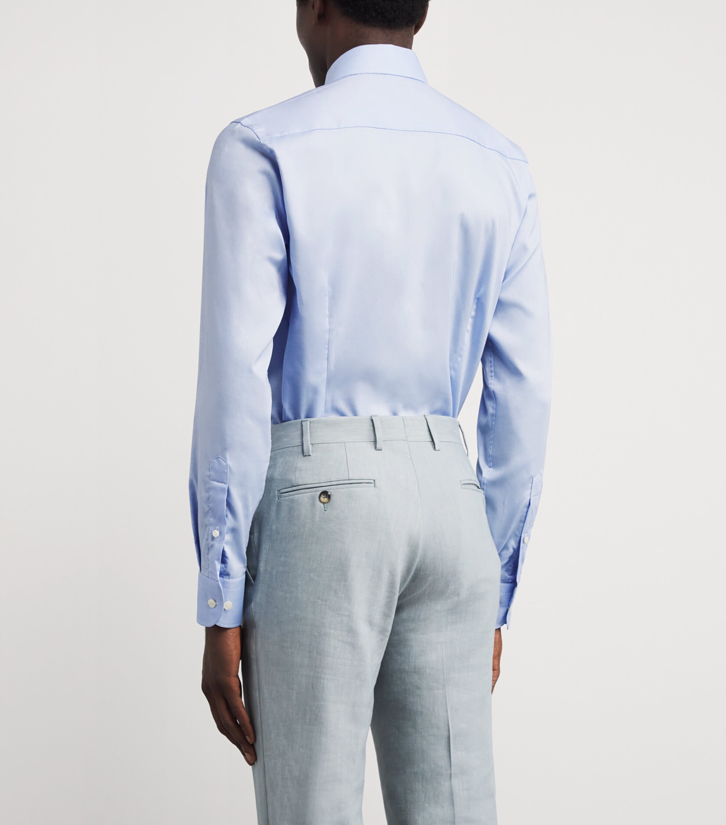 Eton Mens Cotton Signature Oxford Slim Shirt Mid Blue Image 4