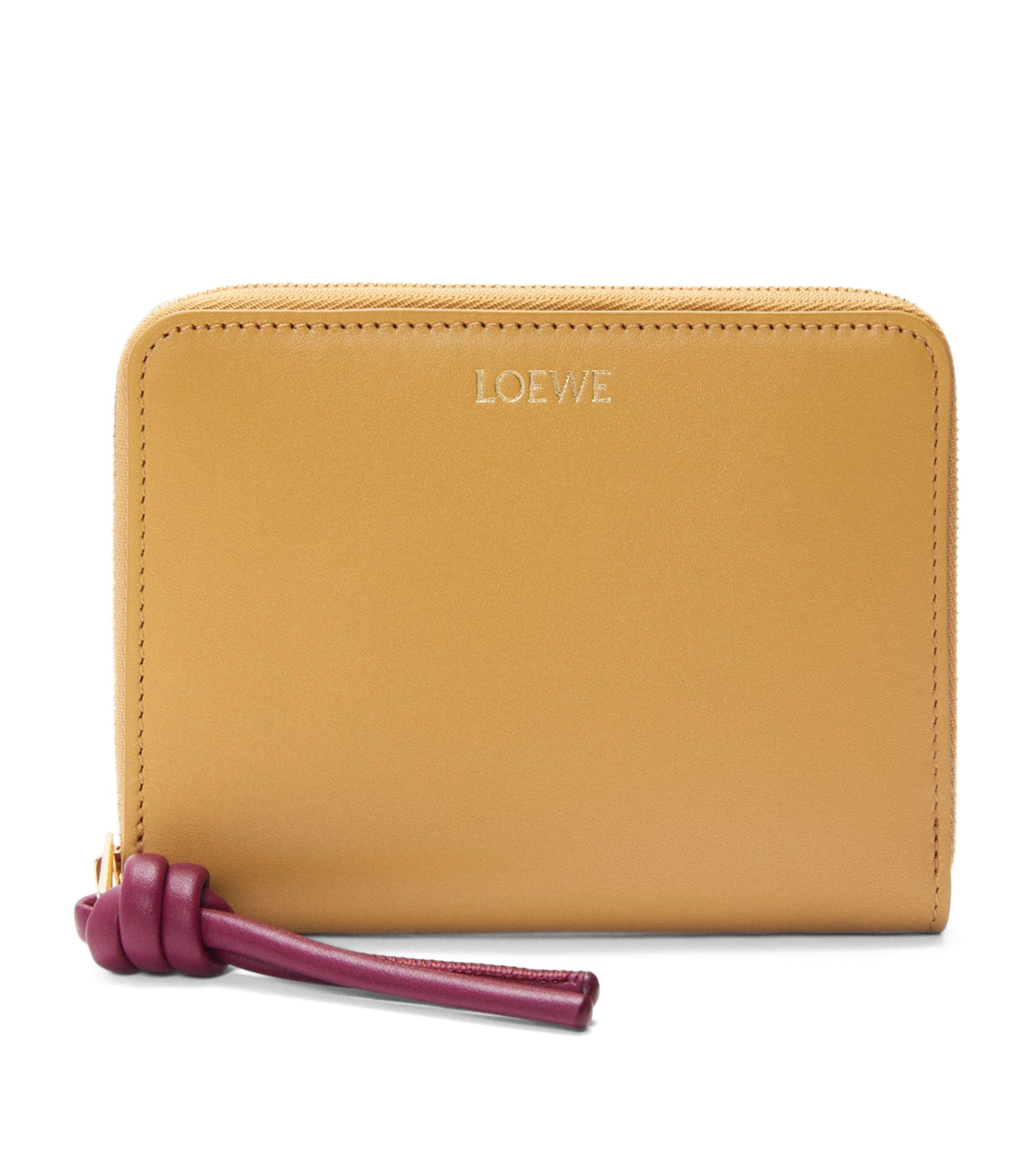 Loewe Leather Knot Zip-around Wallet In Ivory