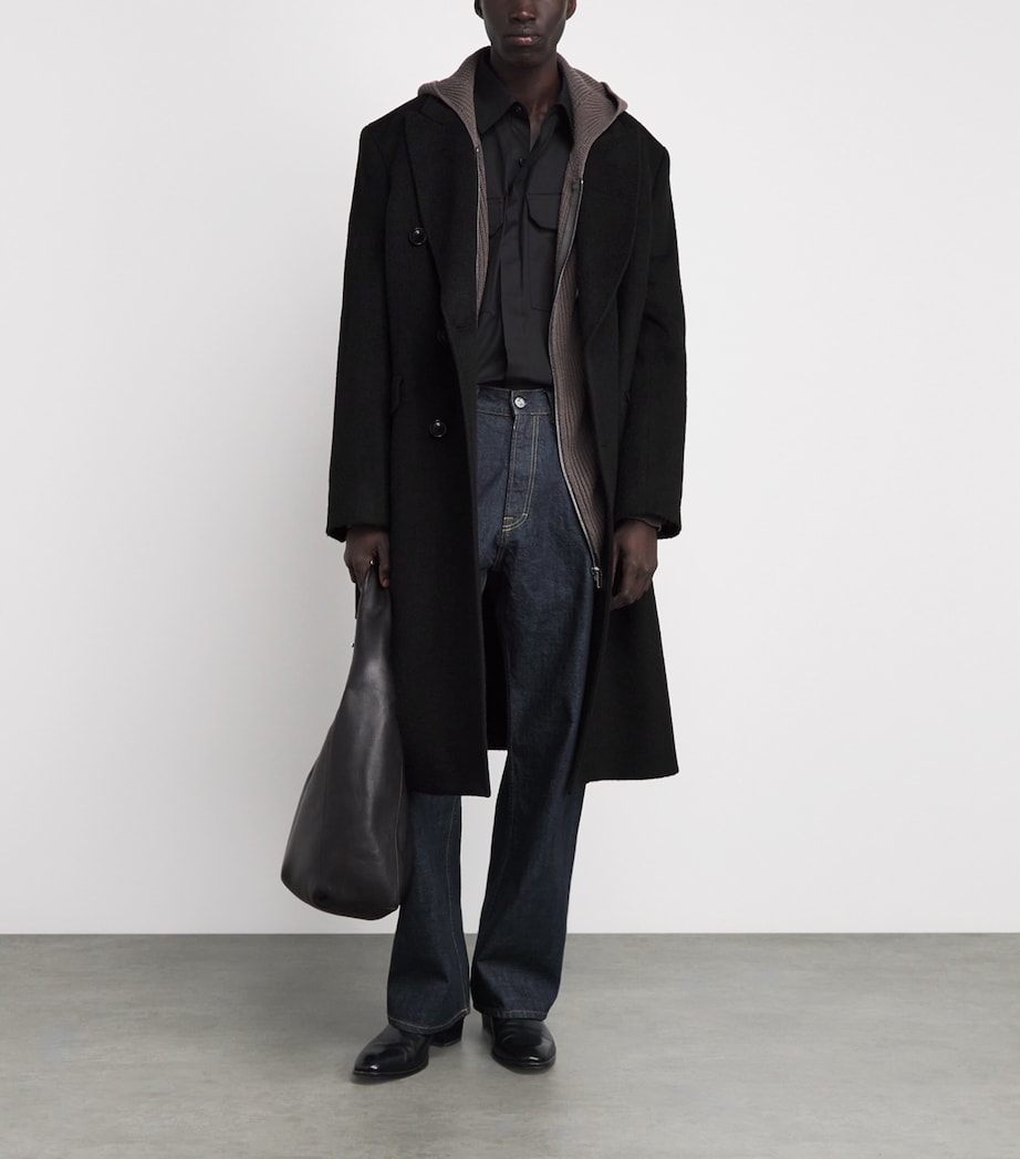 Our Legacy Mens Mohair-Blend Whale Overcoat Black Hairy Wool Image 2