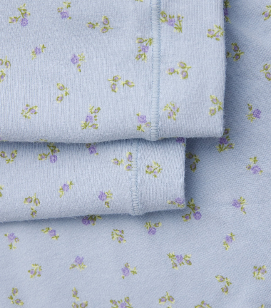 Stretch-Cotton Fold-Over Leggings PWDR BLUE MICRO FLRL Image 5