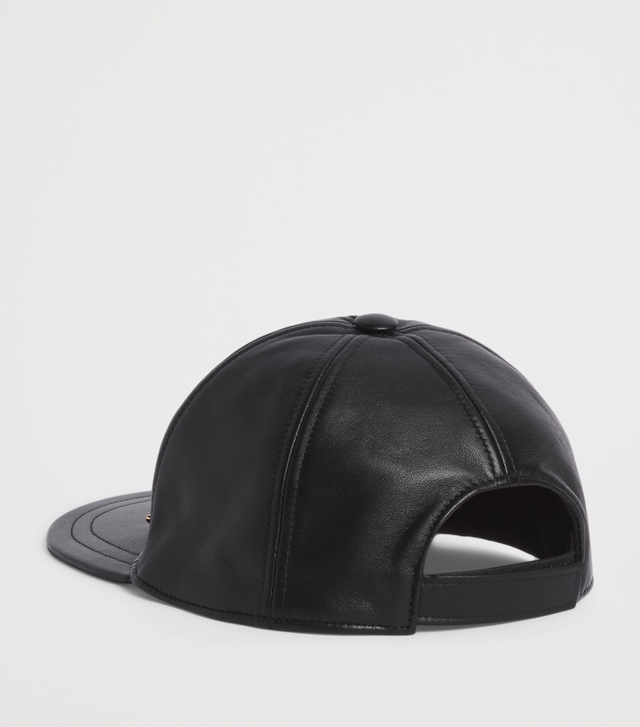 Borsalino Leather Baseball Cap Pelle Nera Image 2