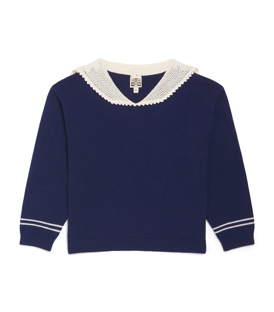 Bonton Wool-Blend Lace-Collar Pirate Sweater (2-14 Years) Sailor Blue Image 1
