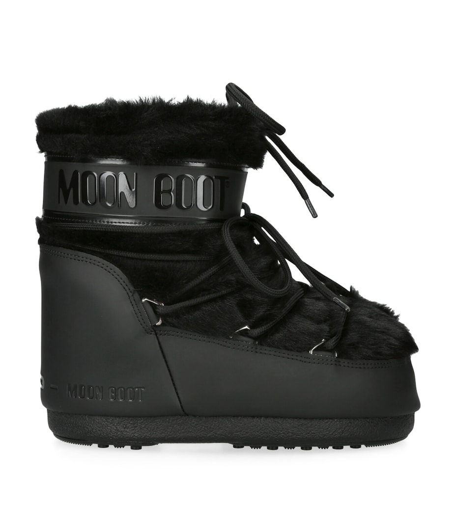 Faux Fur Icon Low Ankle Boots BLACK Image 1
