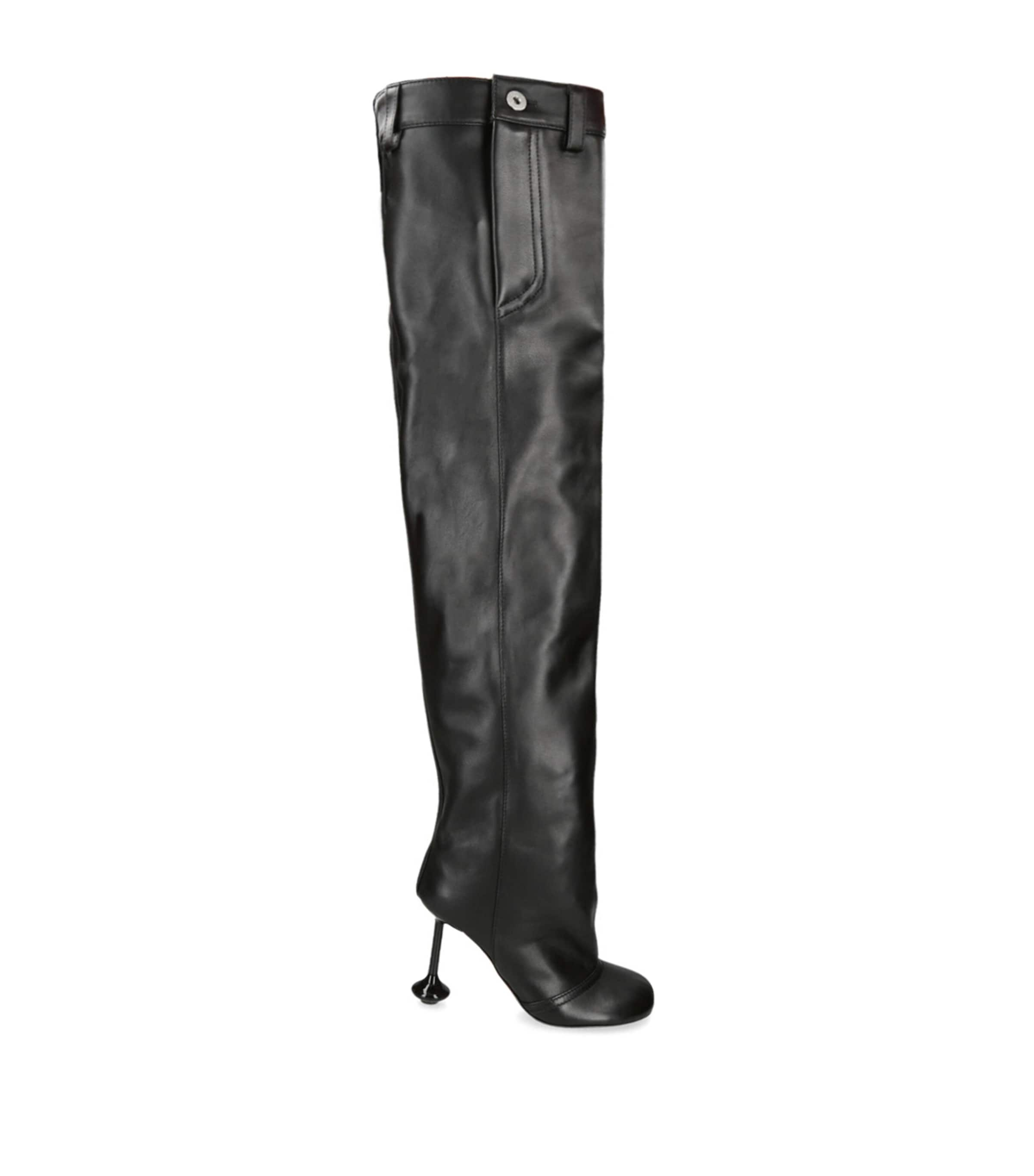 Shop Loewe Leather Toy Knee-high Boots 90 In Black