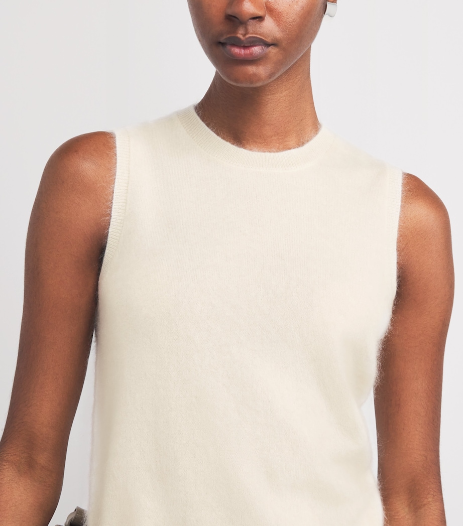 Brushed Cashmere Sweater Vest C05-IVORY Image 6