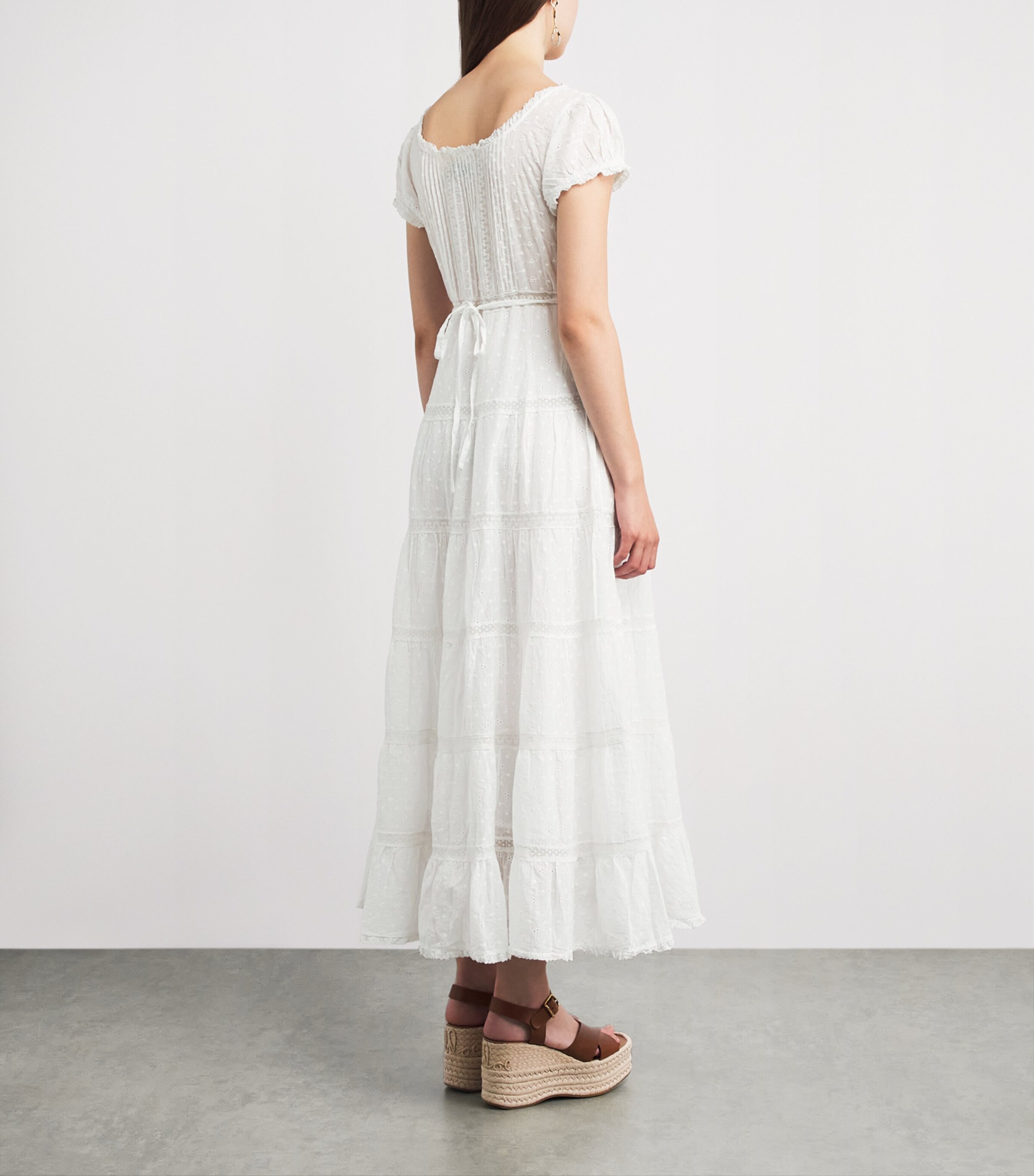 Rixo Womens Cotton Broderie Anglaise Jaclyn Midi Dress Ivory Image 4