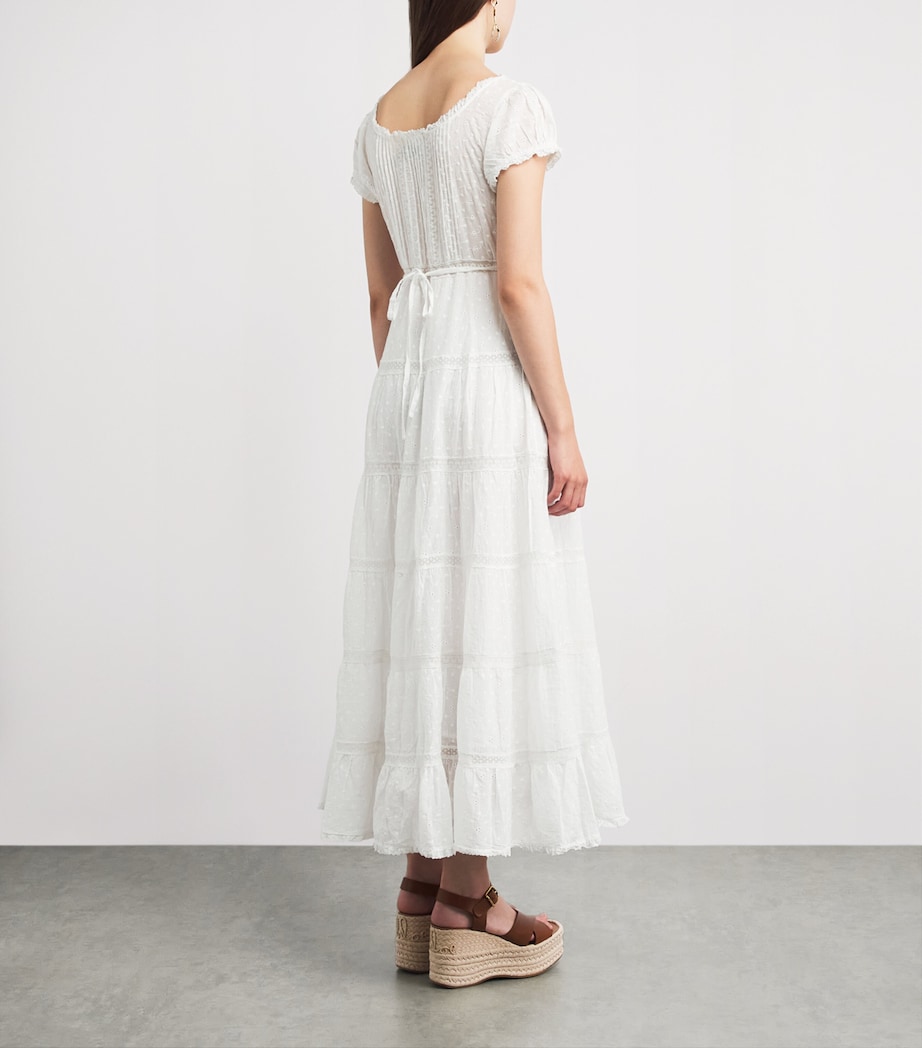 Rixo Womens Cotton Broderie Anglaise Jaclyn Midi Dress Ivory Image 4