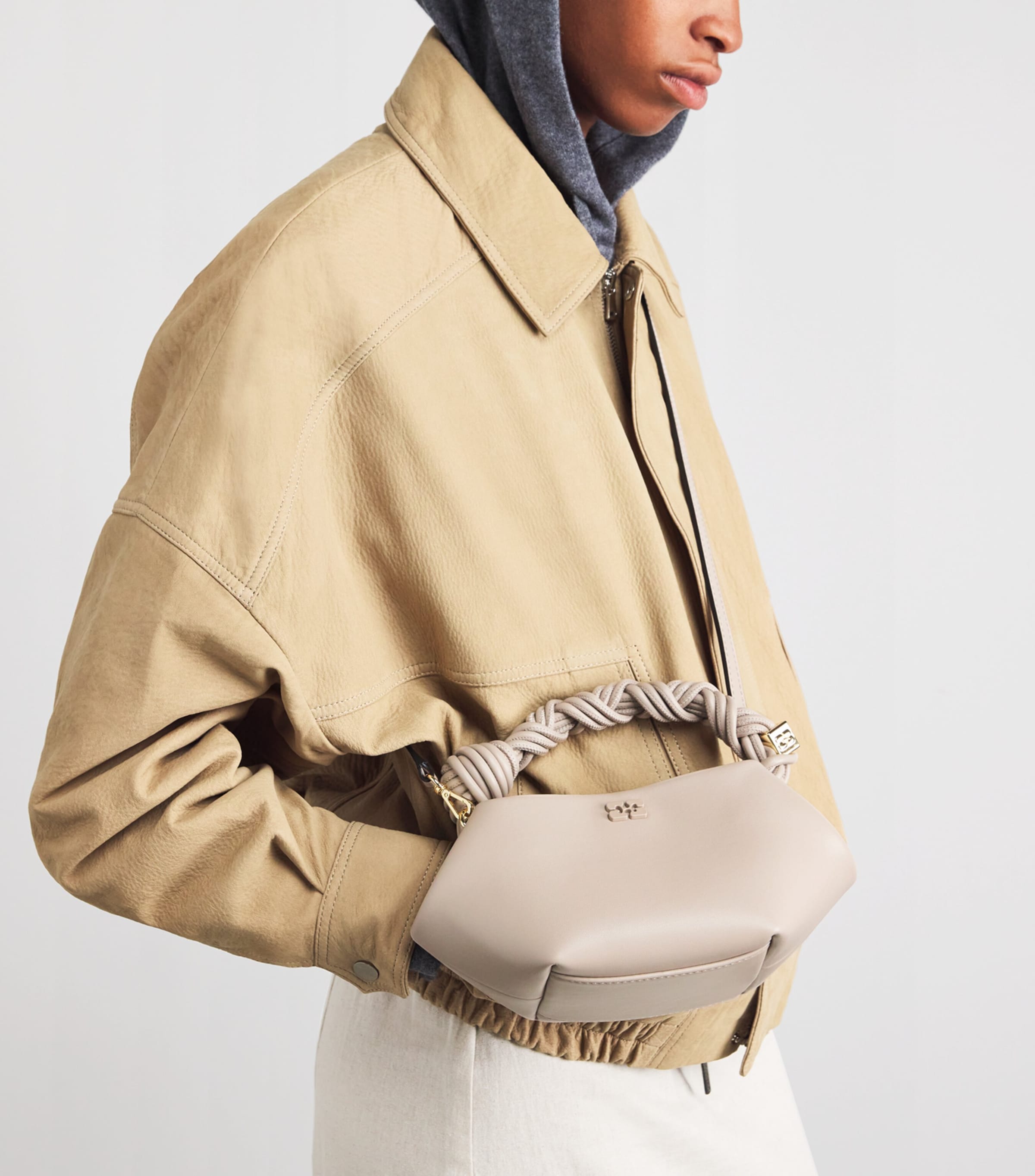 GANNI Mini Bou Top-Handle Bag Oyster Gray Image 2