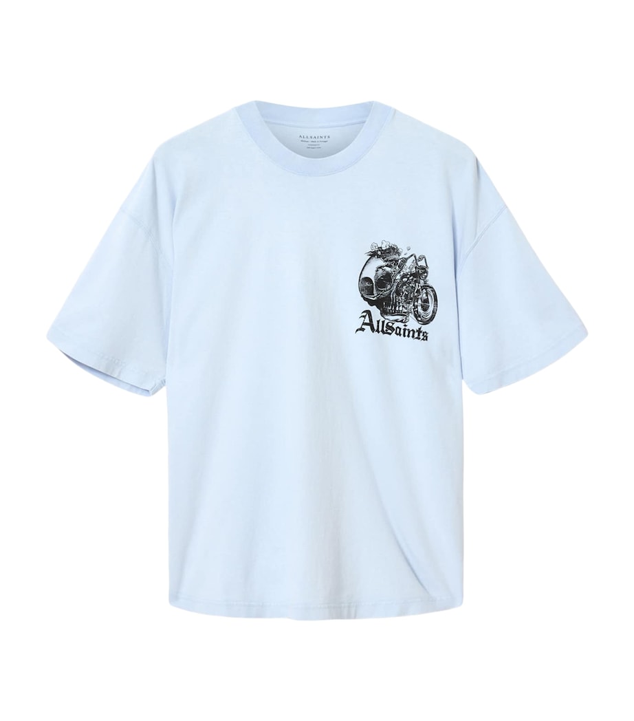 AllSaints Mens Organic Cotton Oversized Panhead T-Shirt Villa Blue Image 1