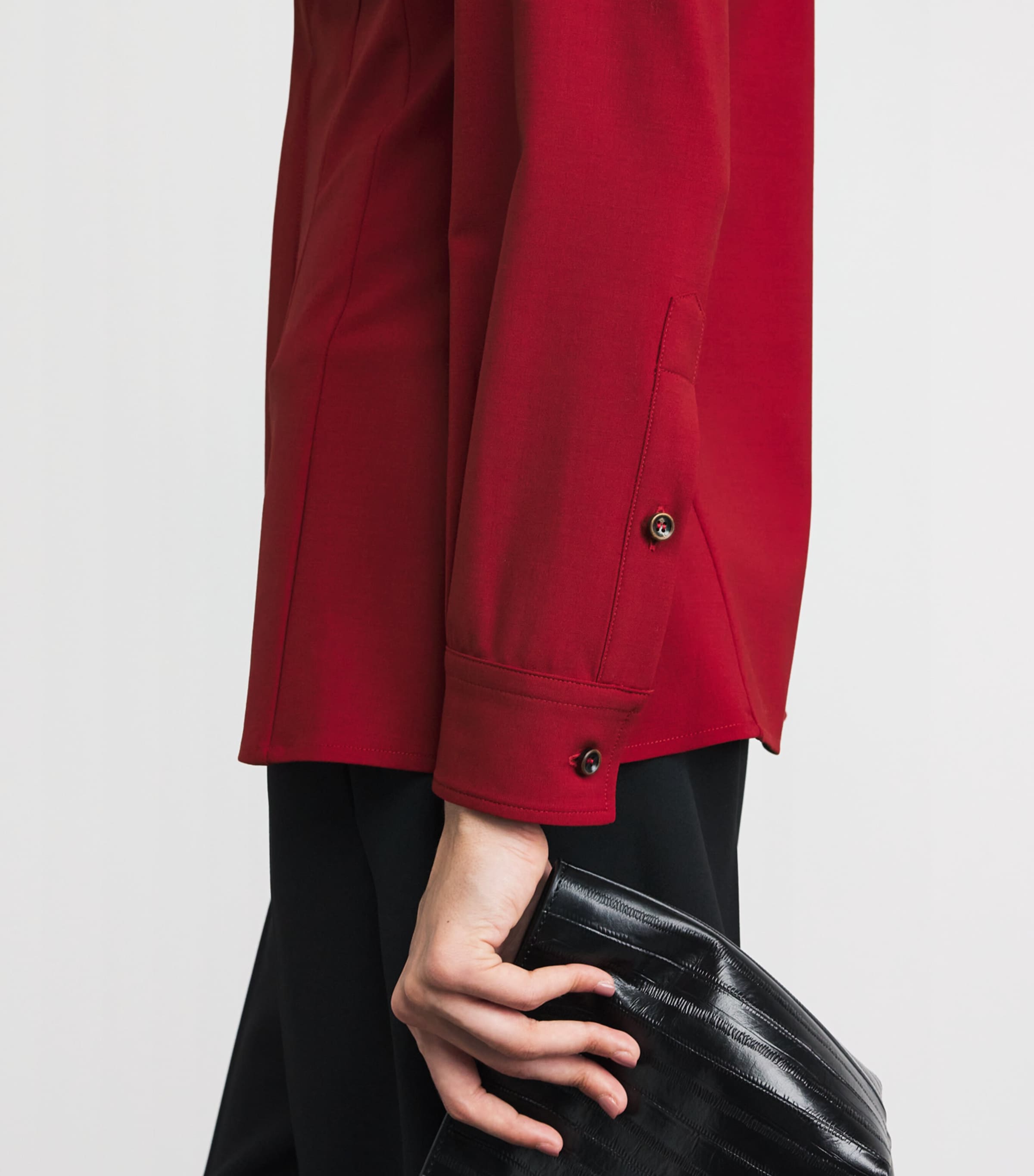 RETORI Womens Virgin Wool Fitted Shirt Red Image 3
