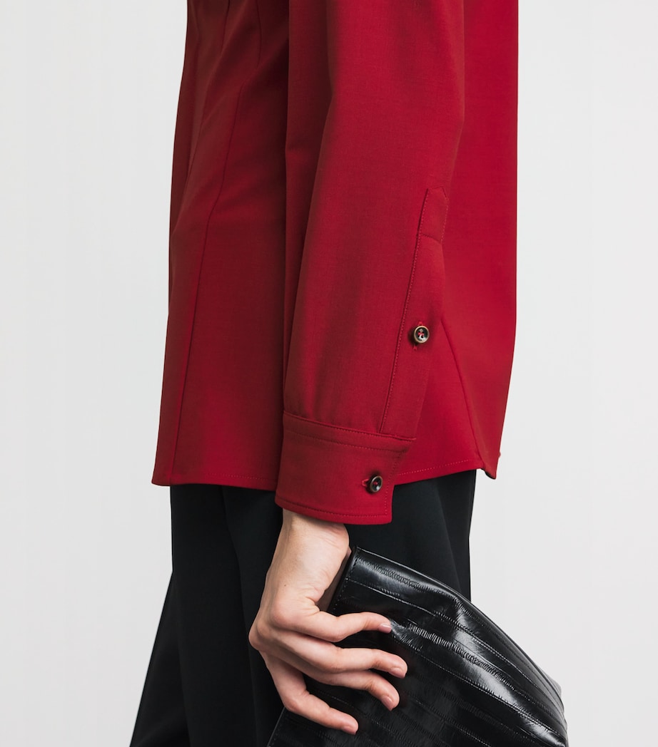 RETORI Womens Virgin Wool Fitted Shirt Red Image 3