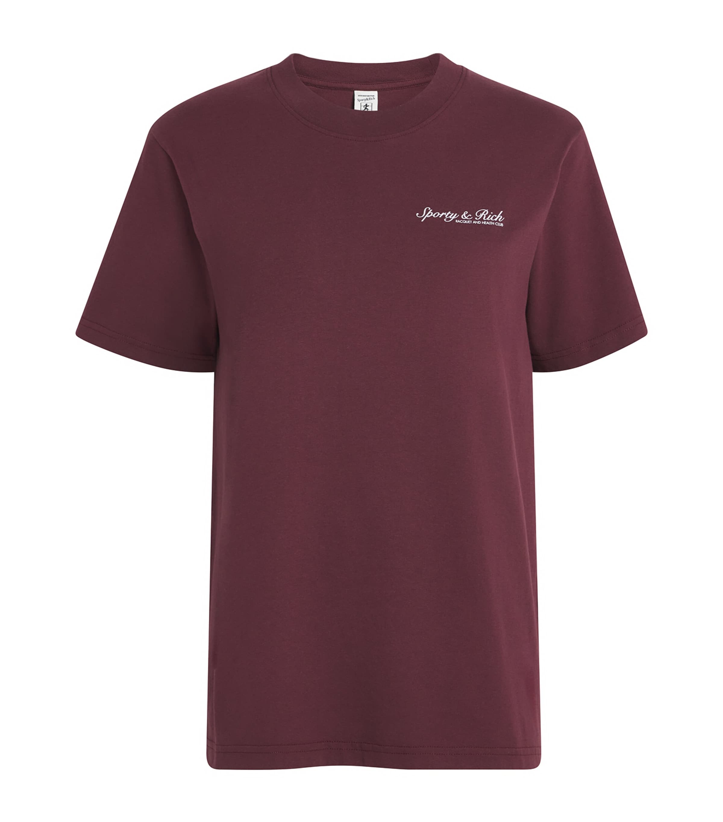 Sporty & Rich Womens Cotton Syracuse T-Shirt Bordeaux White Image 1