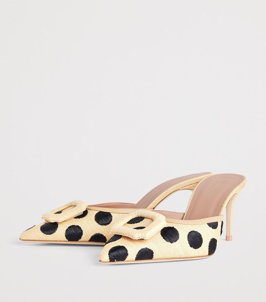 Malone Souliers Raffia Polka-Dot Mona Mules 70 Beige Image 3