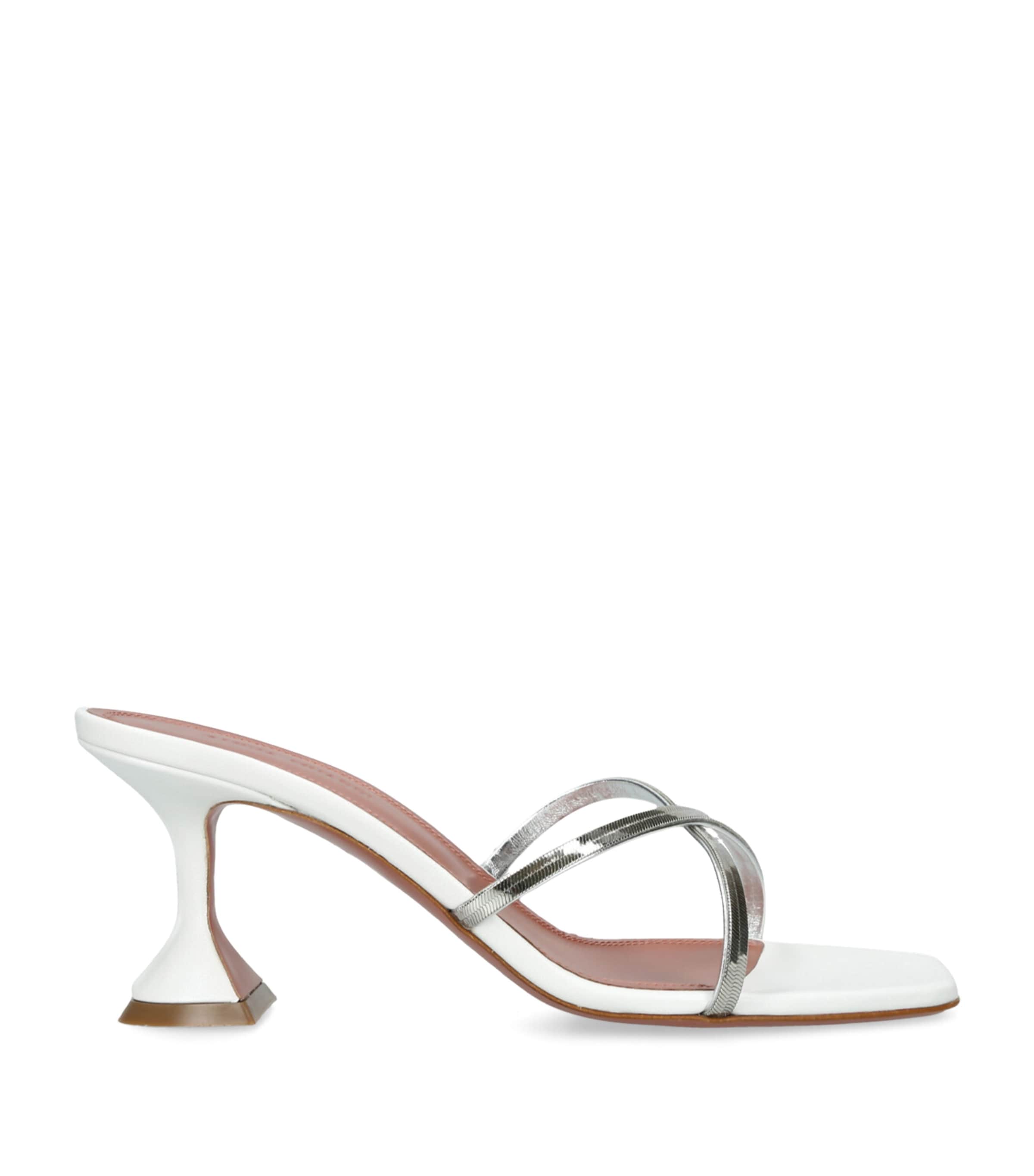 Shop Amina Muaddi Leather Henson Mules 70 In White