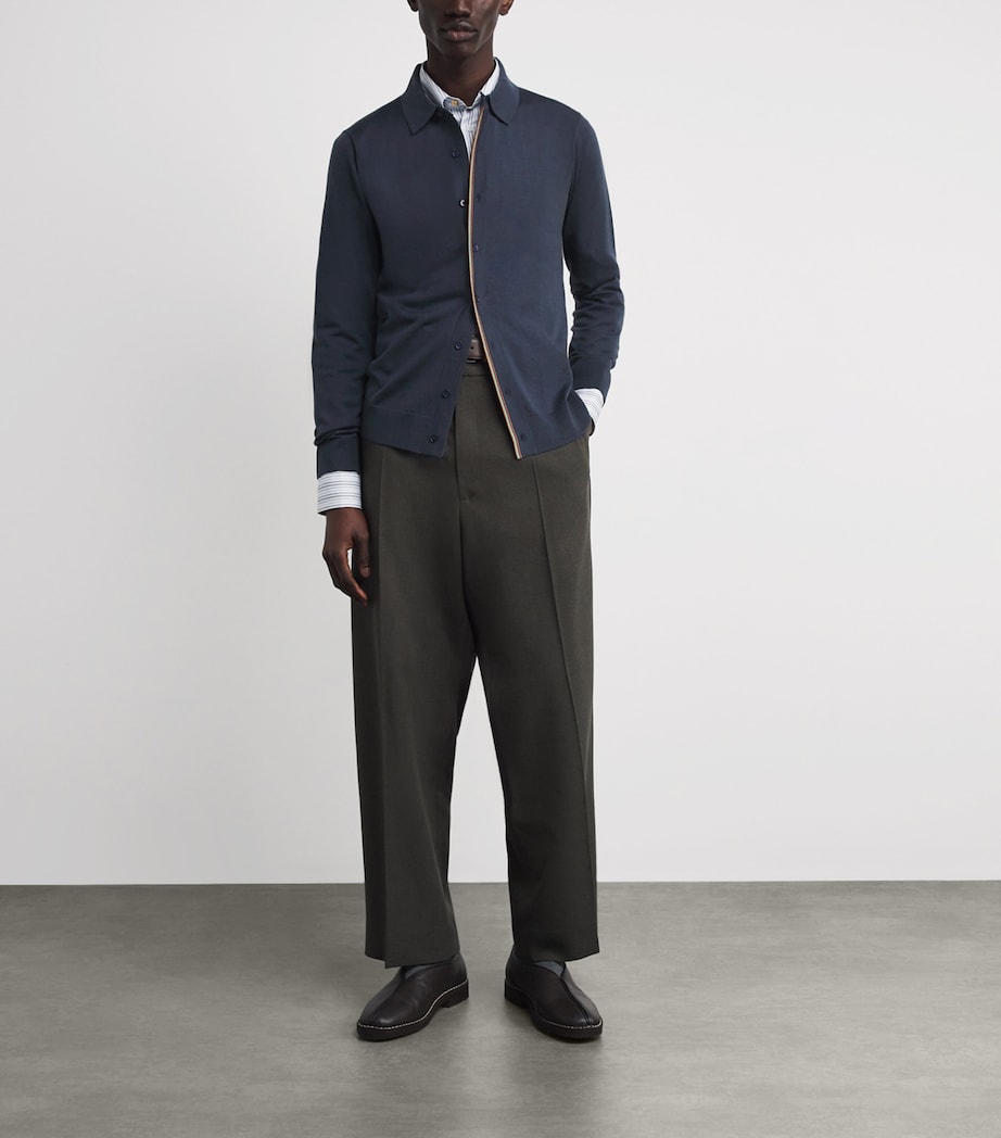 Merino Wool Signature Stripe Cardigan GREY-76 Image 2