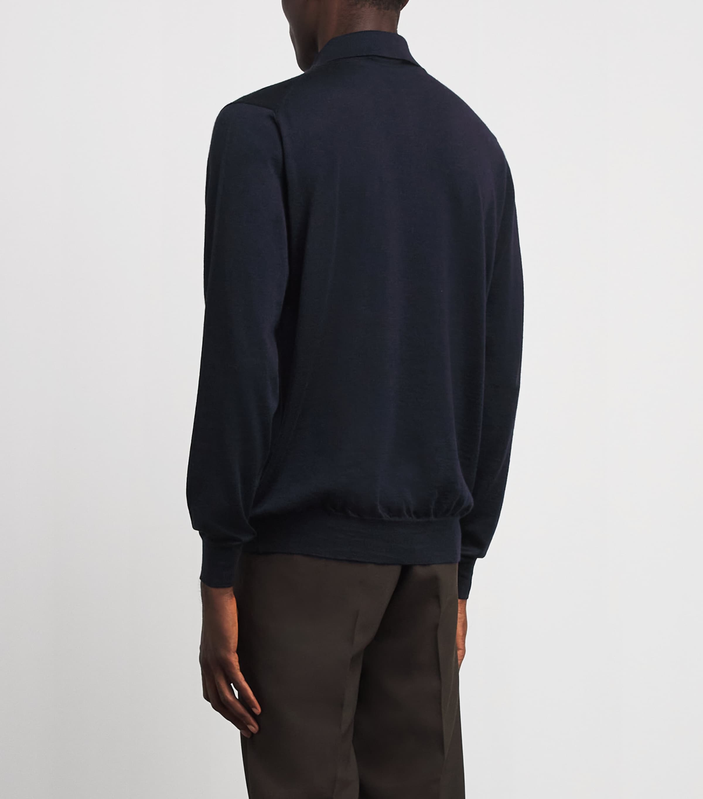 Lardini Mens Wool-Silk-Cashmere Quarter-Zip Sweater Navy Image 5