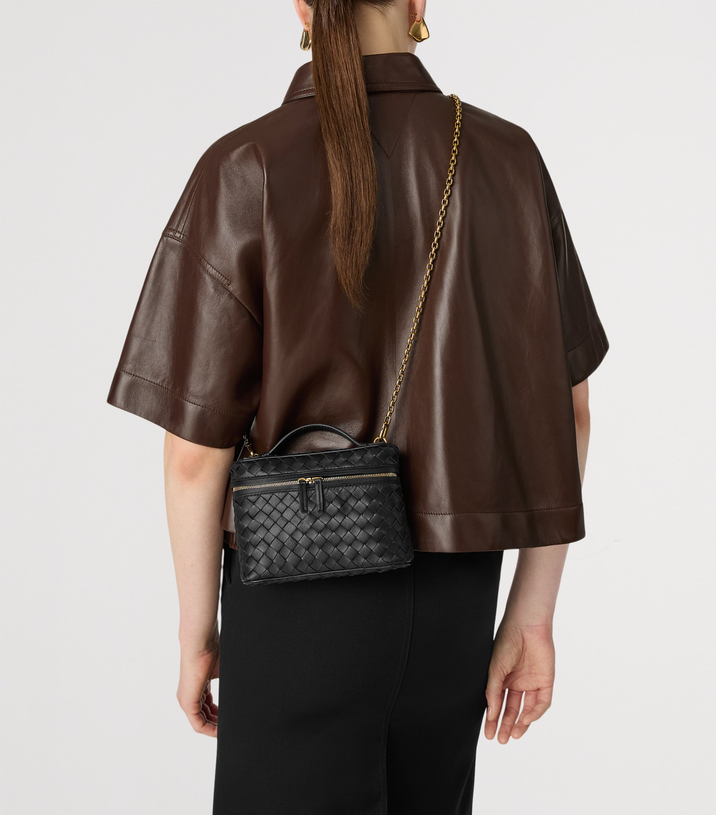 Small Leather Soft Vanity Case Top-Handle Bag 1019 Image 2