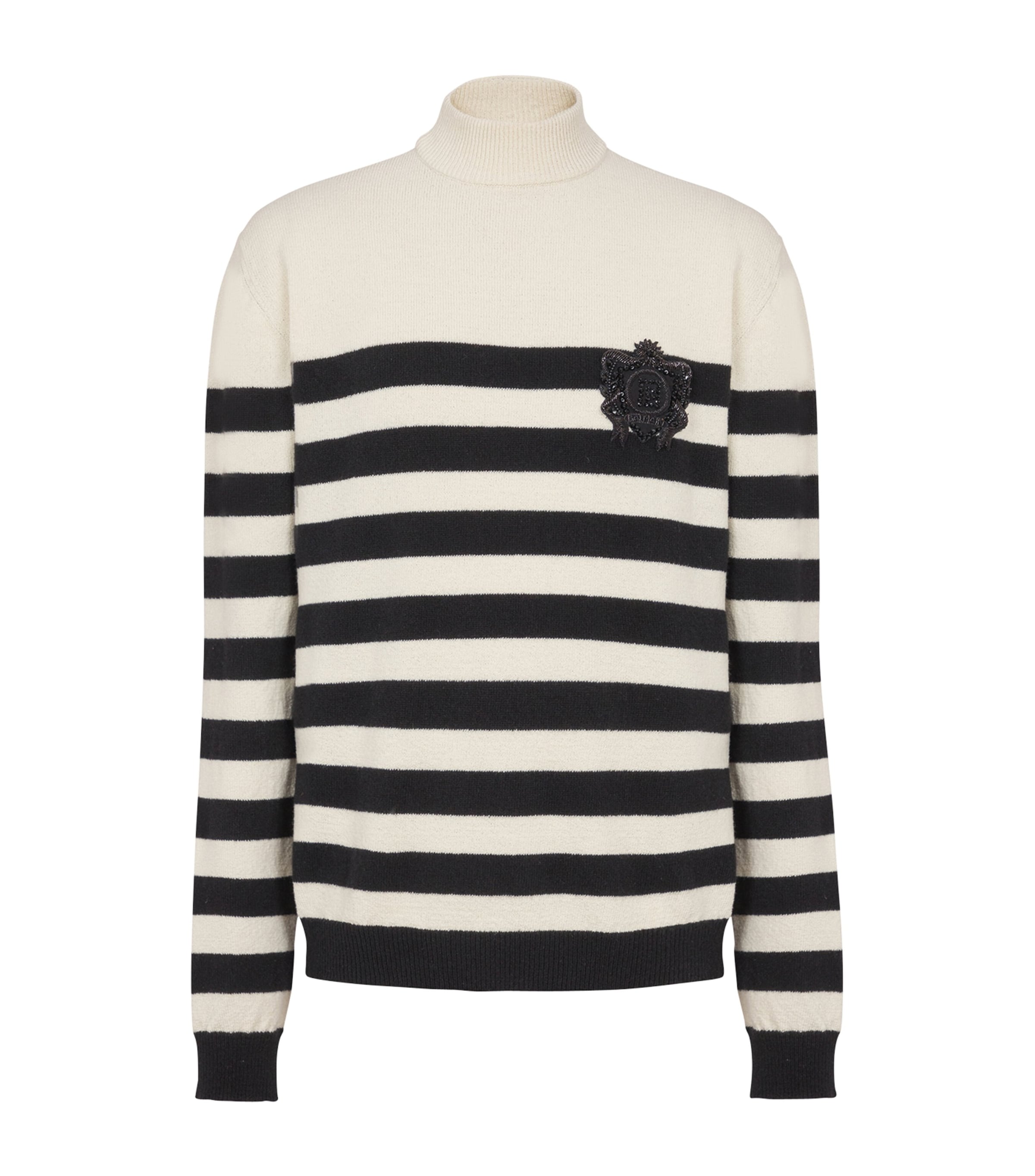 Balmain Wool-cashmere Stripe Mariniere Sweater In Neutral