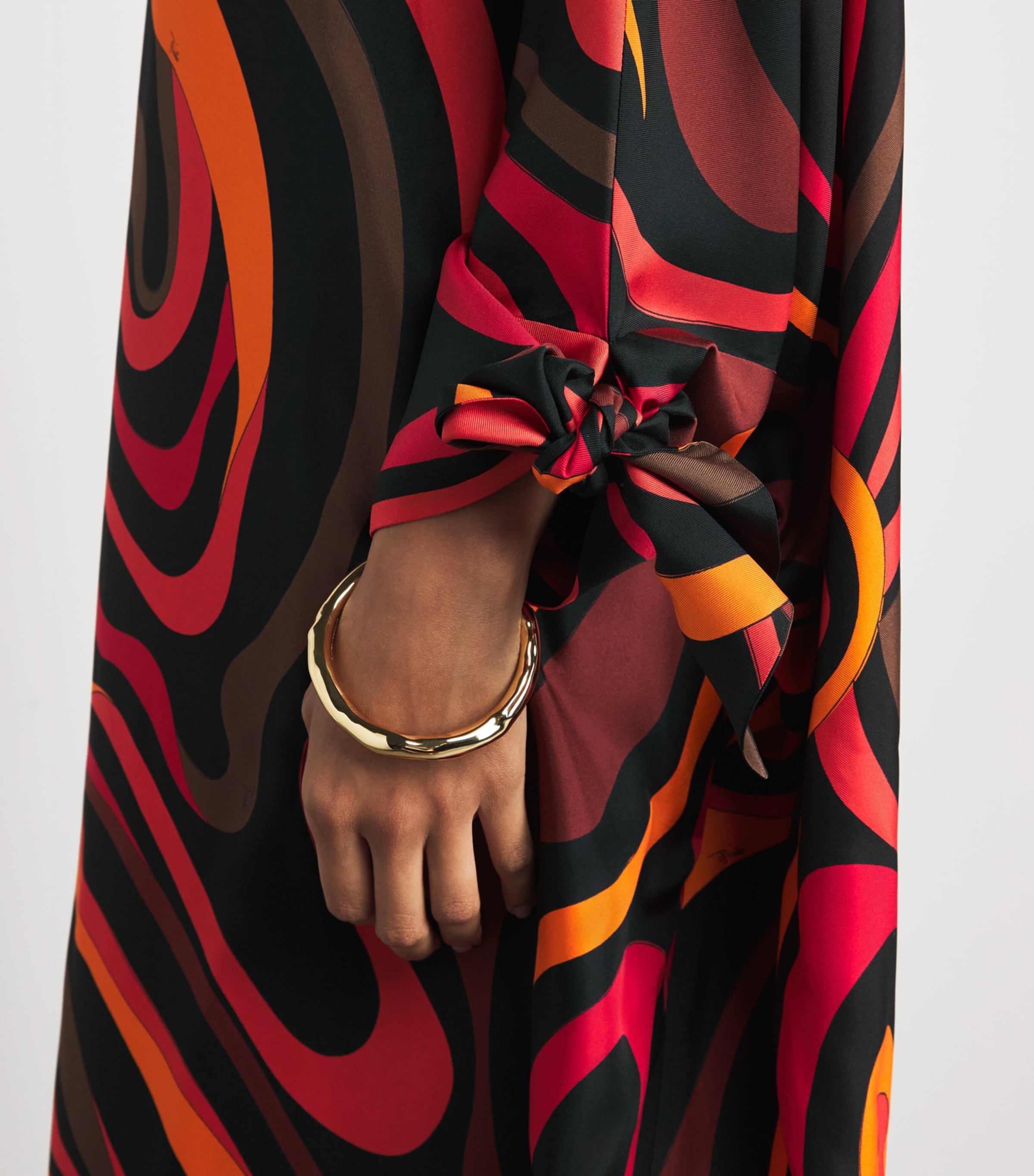 PUCCI Womens Silk Marmo Print Kaftan Orange Image 3
