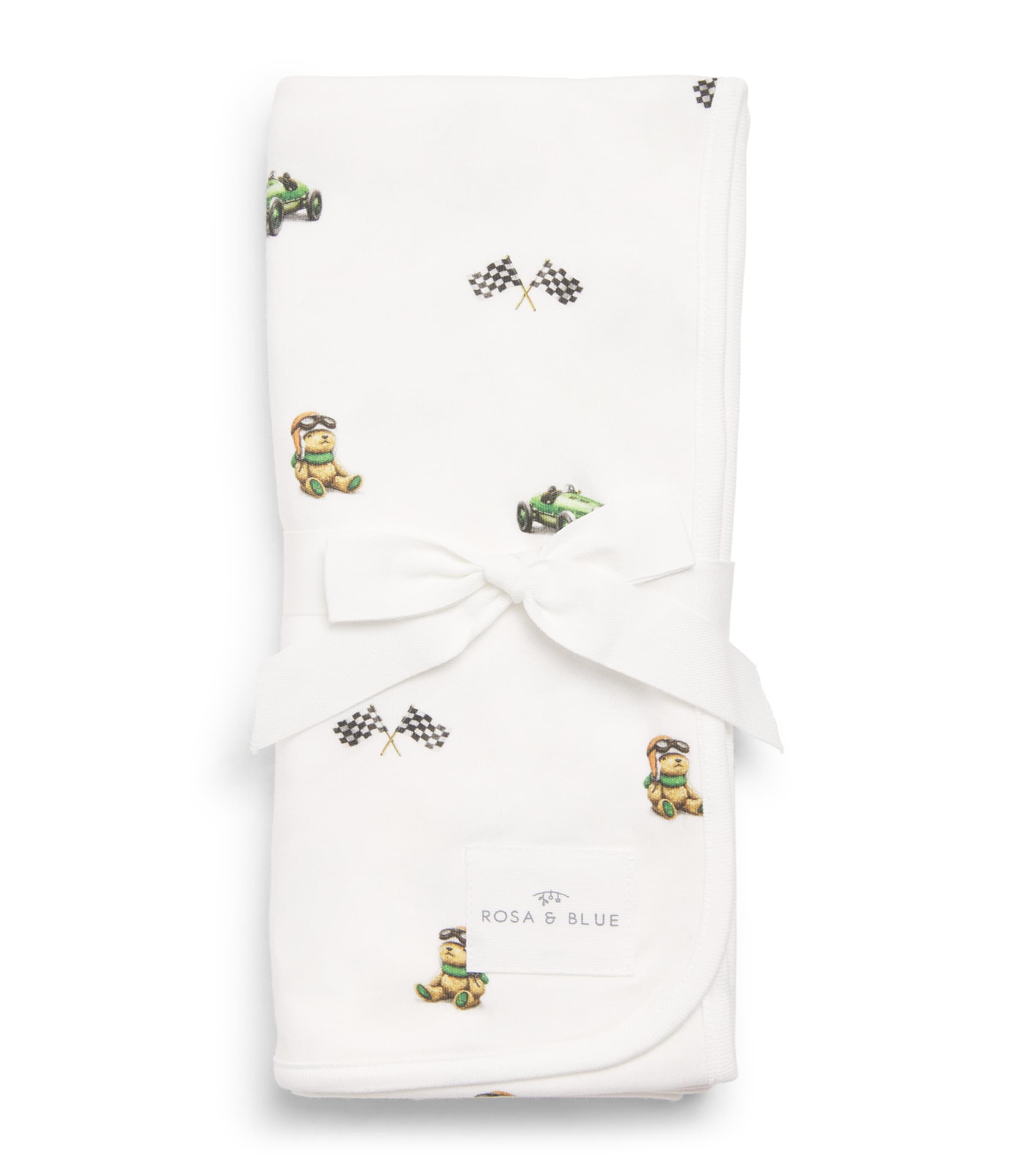 Rosa & Blue Bamboo-Organic Cotton Bear Baby Blanket Harrods Excl Image 1