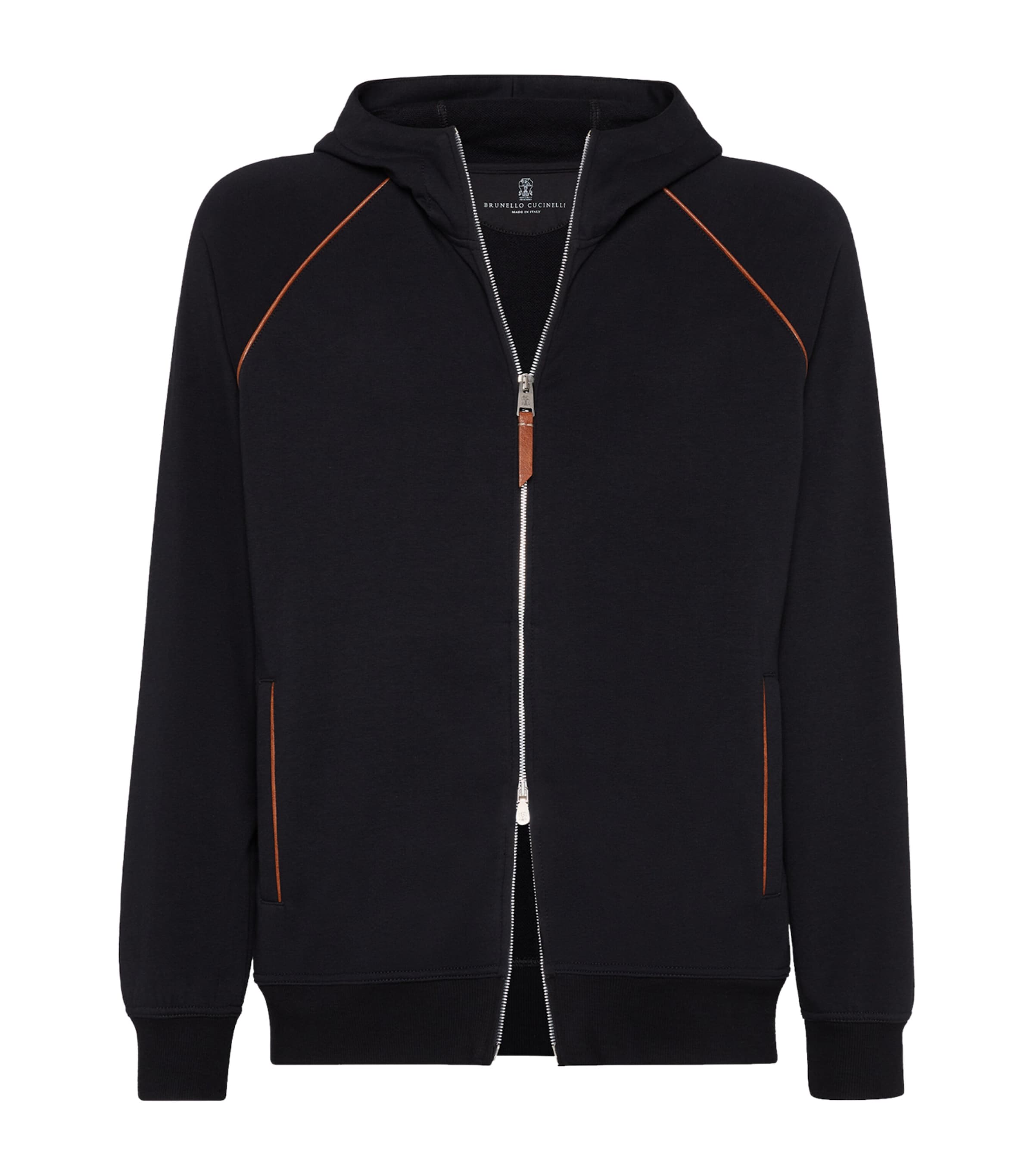 Brunello Cucinelli Techno Cotton Zip-up Hoodie In Black