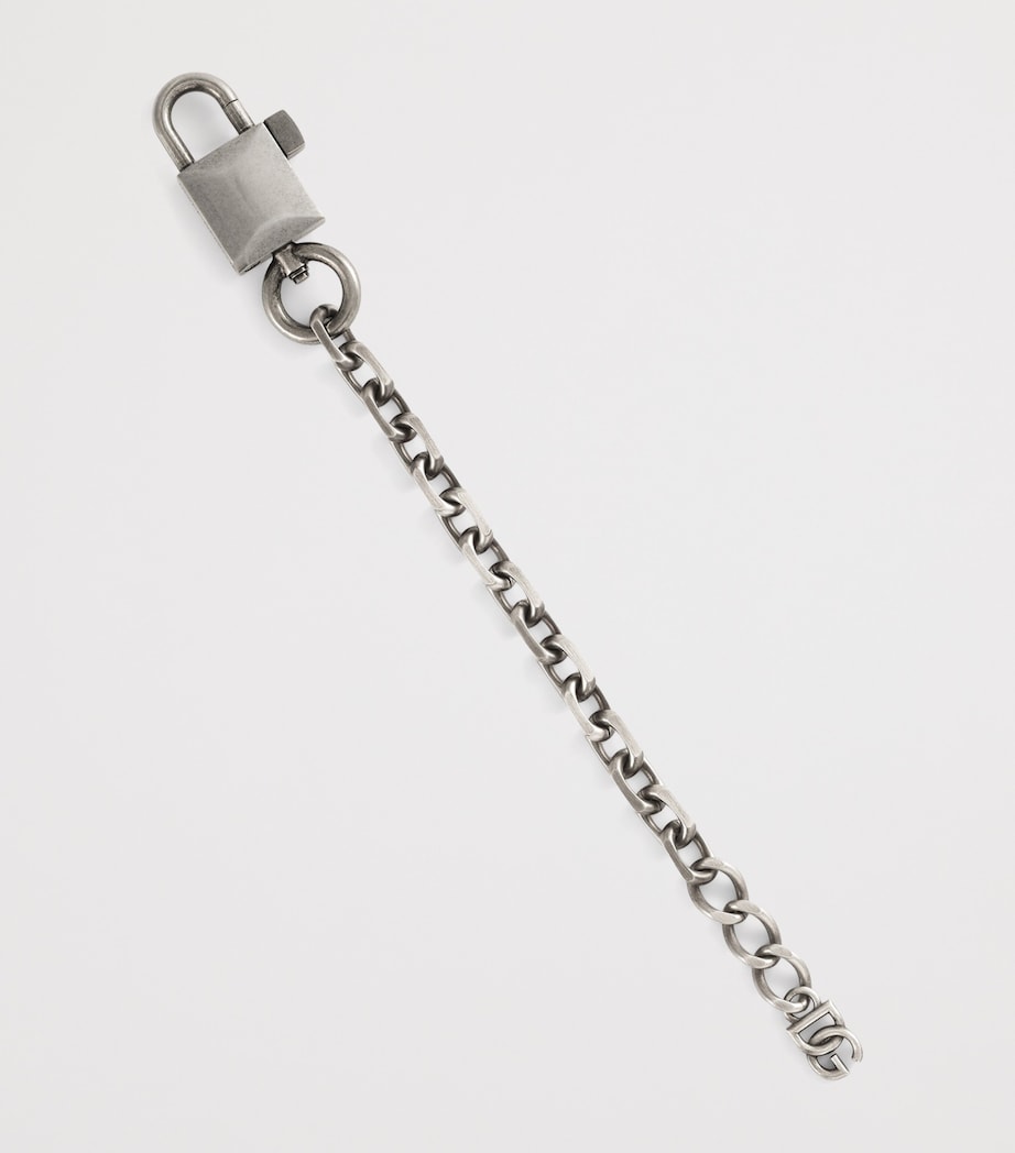Dolce&Gabbana Chunky Padlock Bracelet Antique Silver Image 3