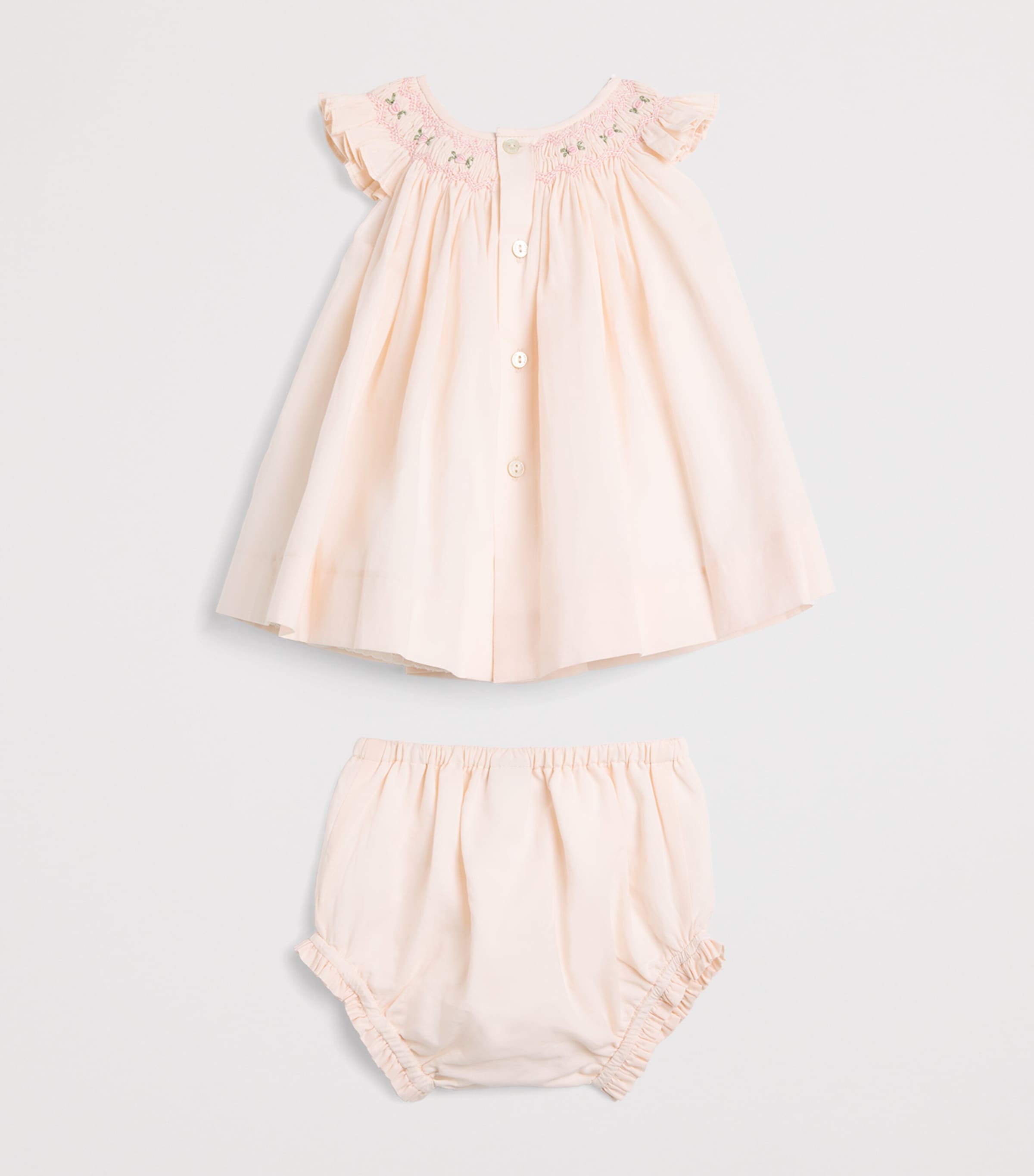 PEPA LONDON Cotton-Linen Smocked Dress with Bloomers (3-12 Months) Pink Image 2