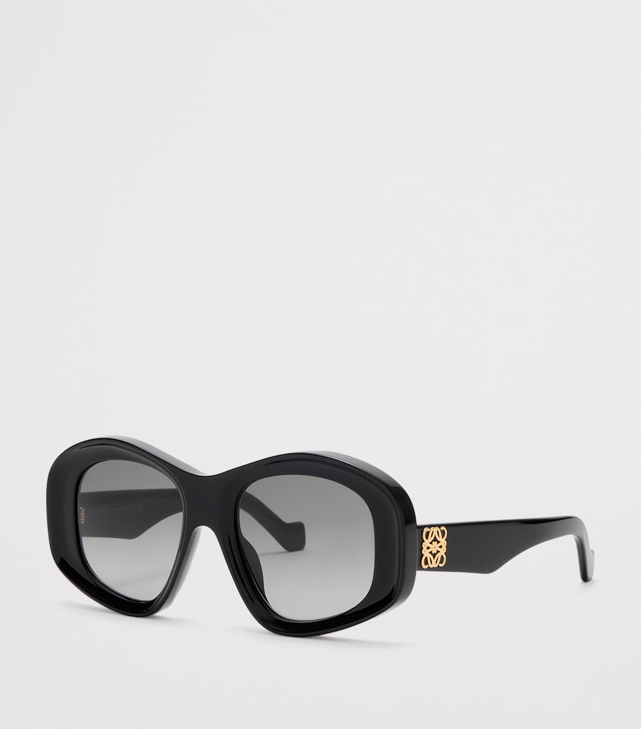 Acetate Pentagon Bevelled Sunglasses BLACK Image 2