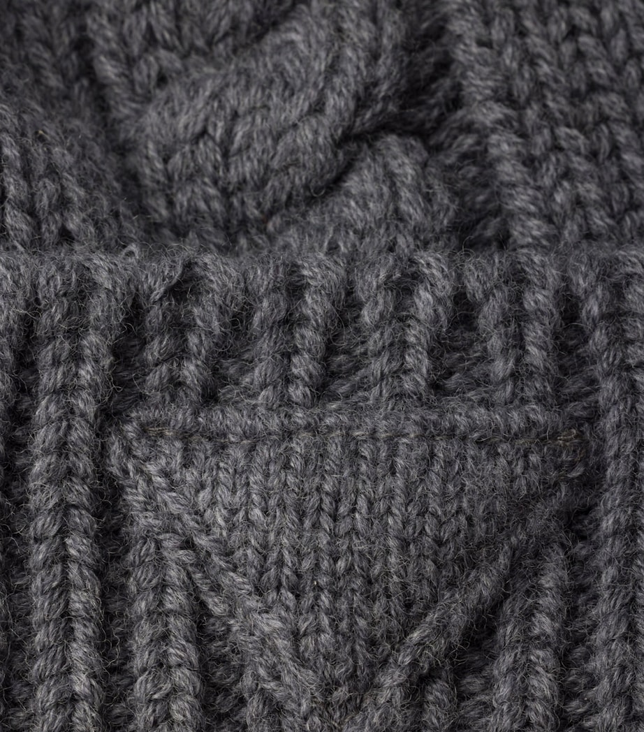 Prada Virgin Wool Triangle Beanie Grey Image 2