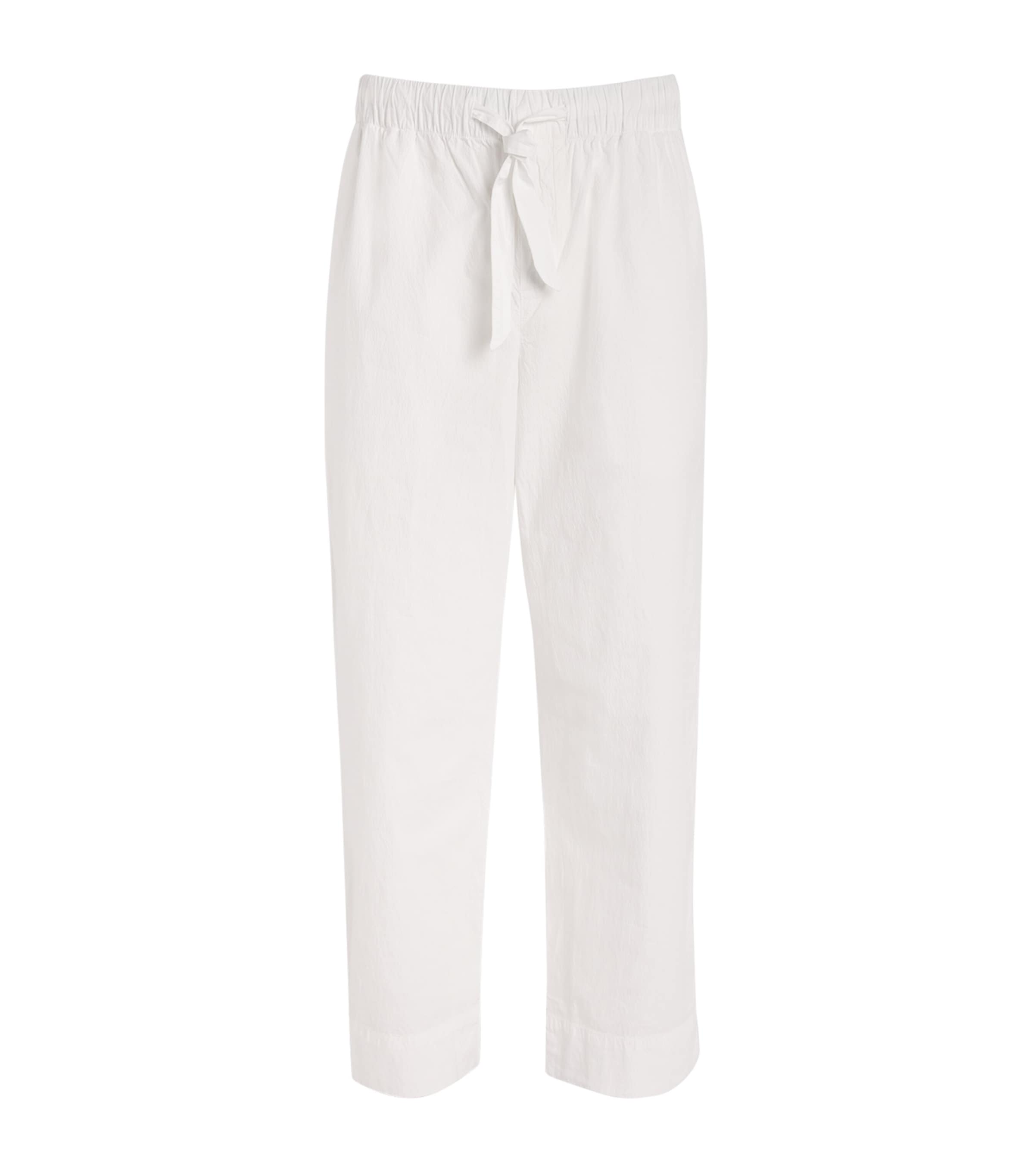 Frescobol Carioca Cotton-lyocell Crinkled Straight Trousers In White