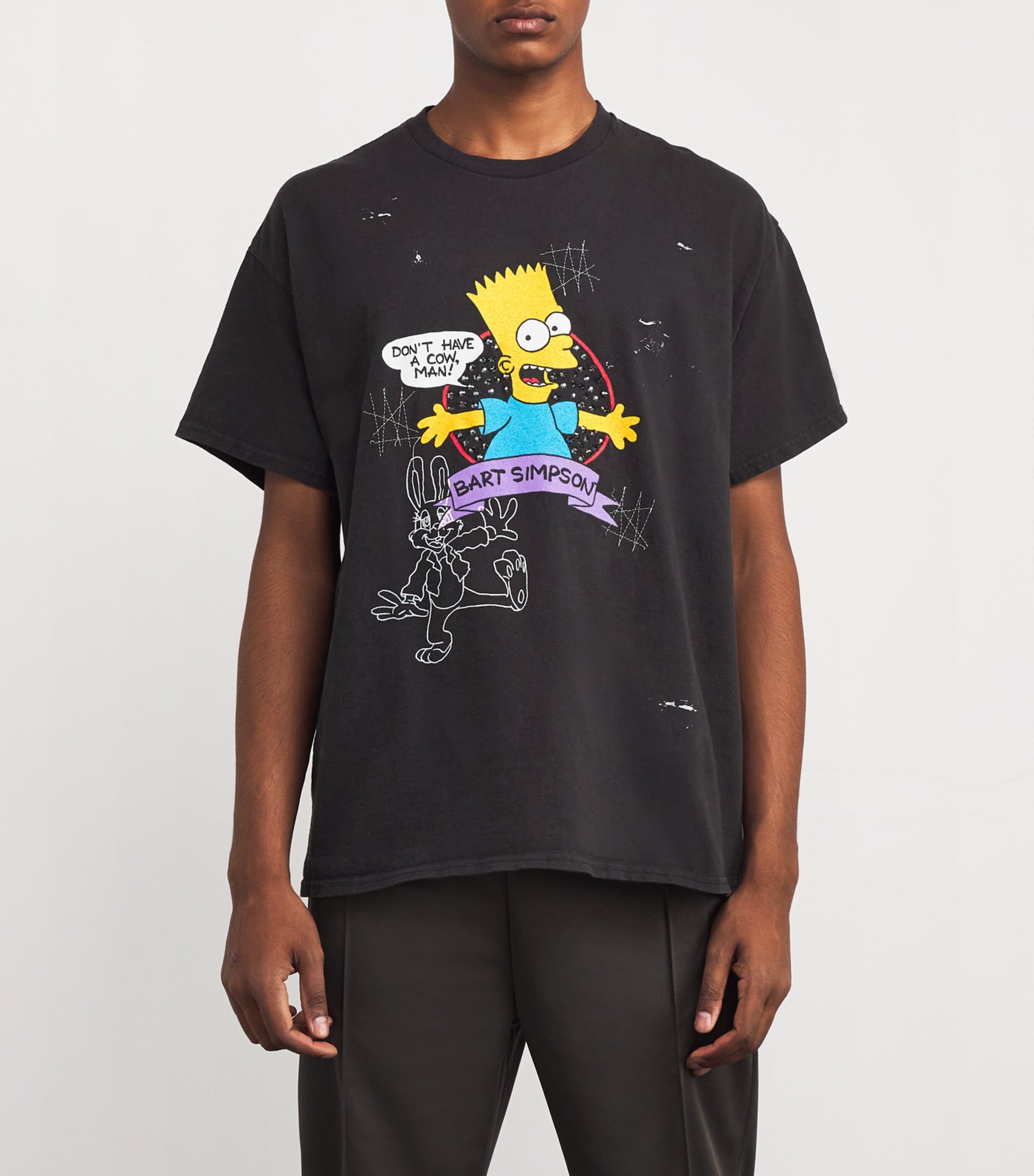 DOMREBEL Mens Cotton Bart Simpson T-Shirt Black Image 3
