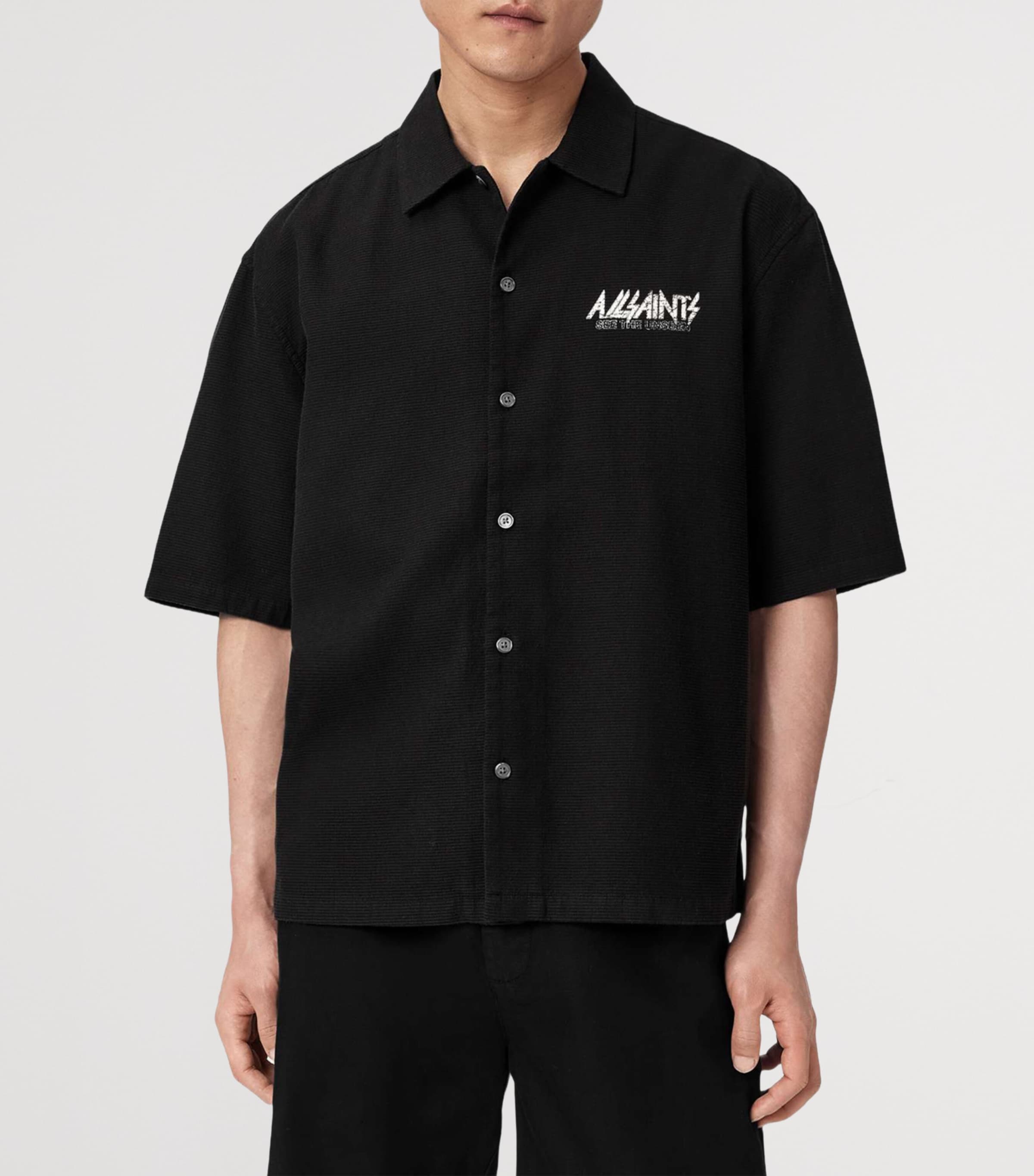 AllSaints Mens Synth Logo Shirt Orca Black Image 3
