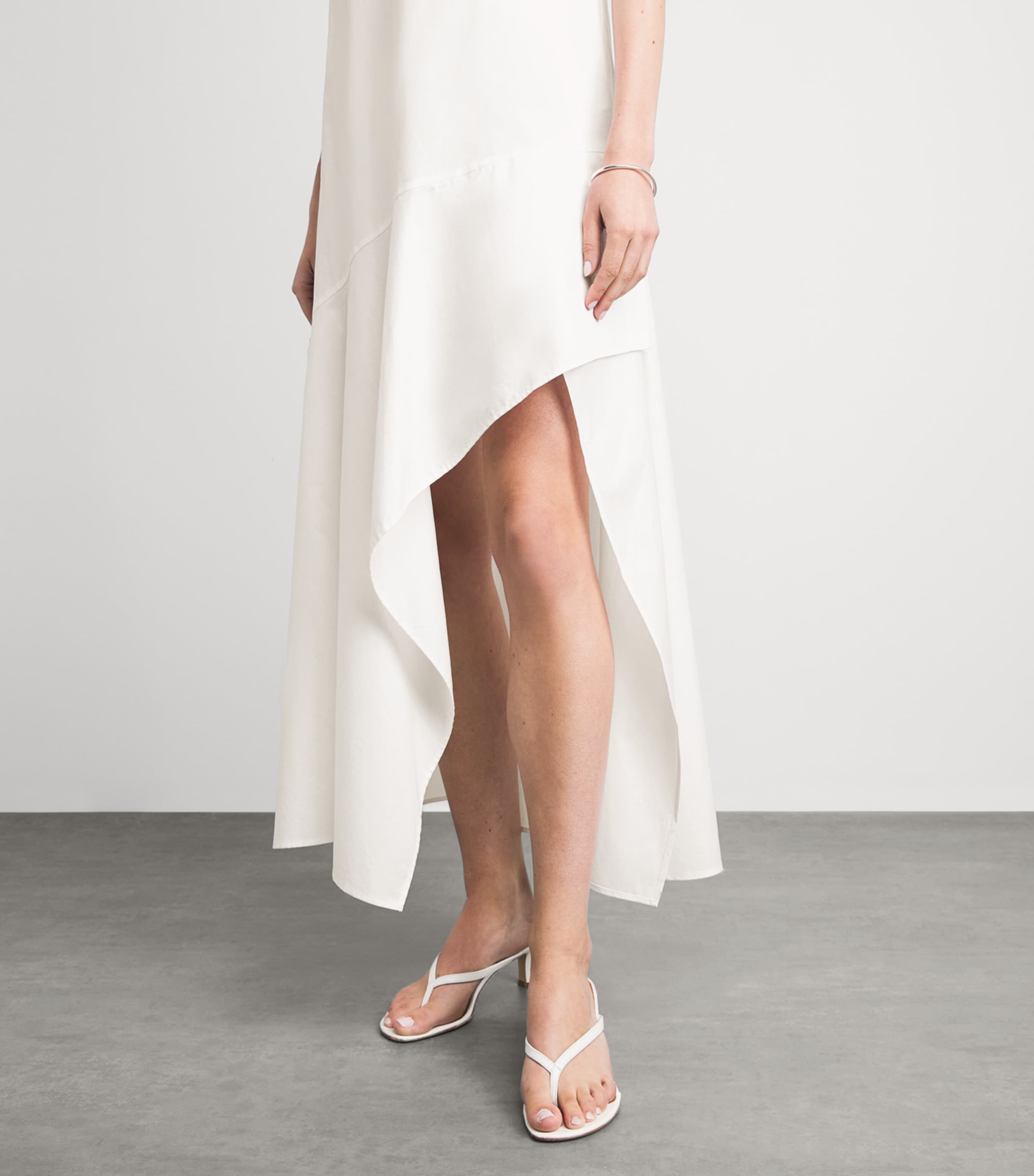 St. Agni Womens Organic Cotton Oxford Midi Dress White Image 5