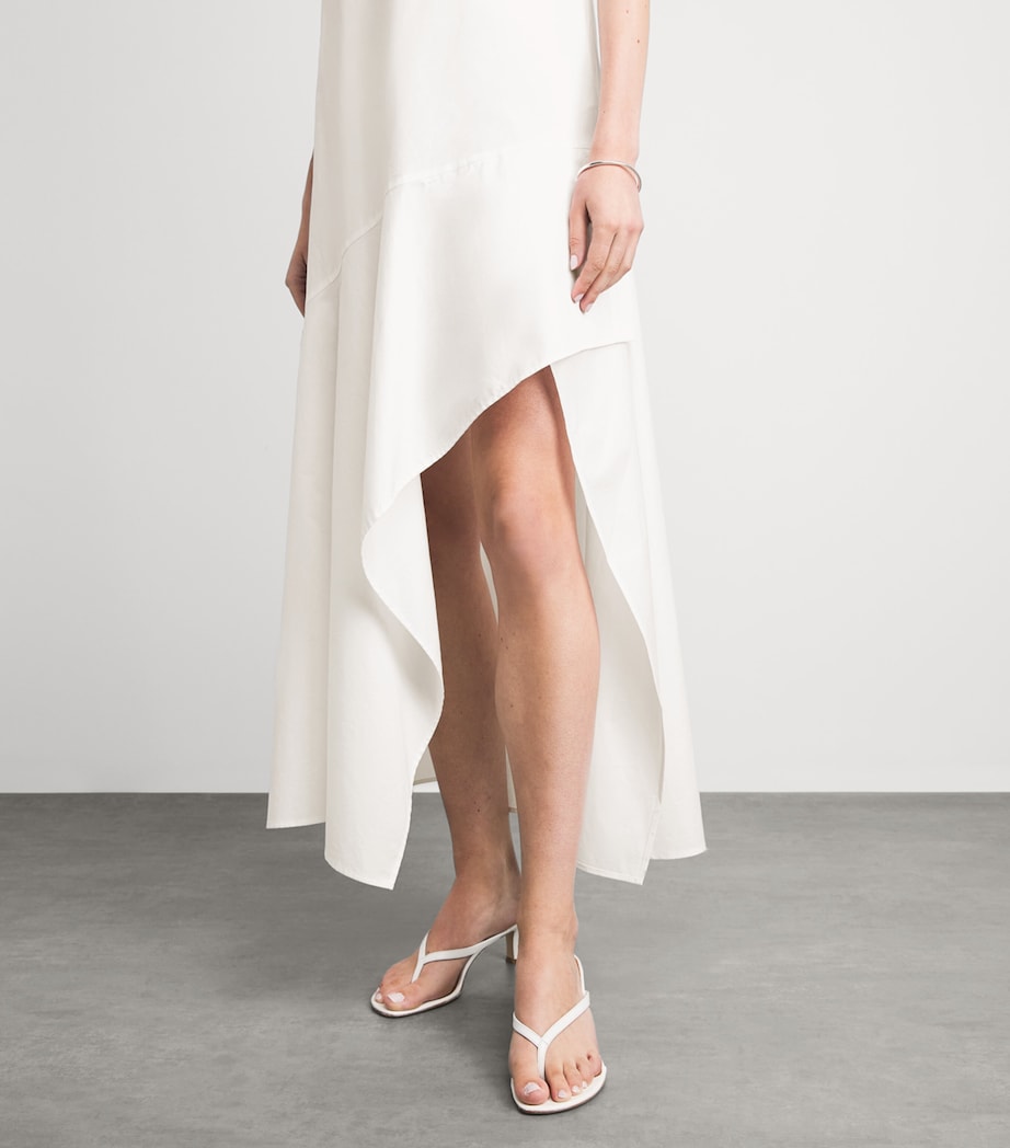 St. Agni Womens Organic Cotton Oxford Midi Dress White Image 5