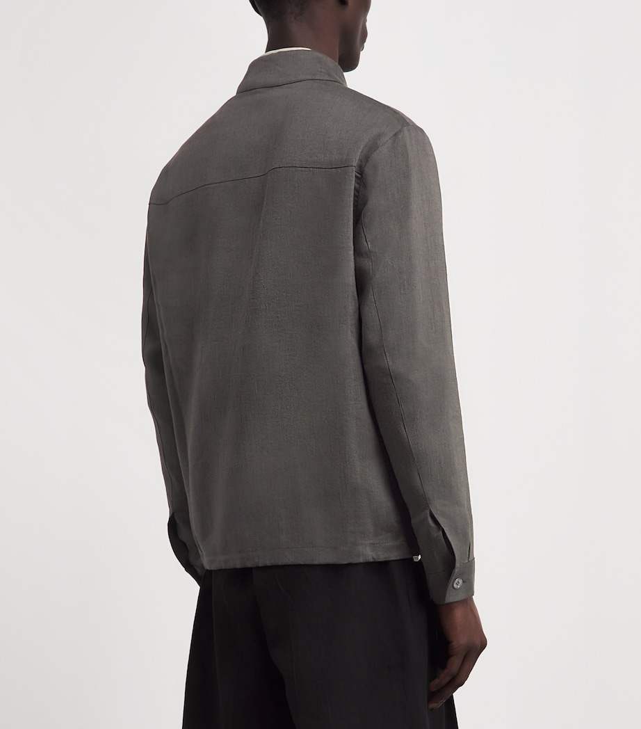 Marco Pescarolo Mens Wool-Linen Jacket Olive Image 5
