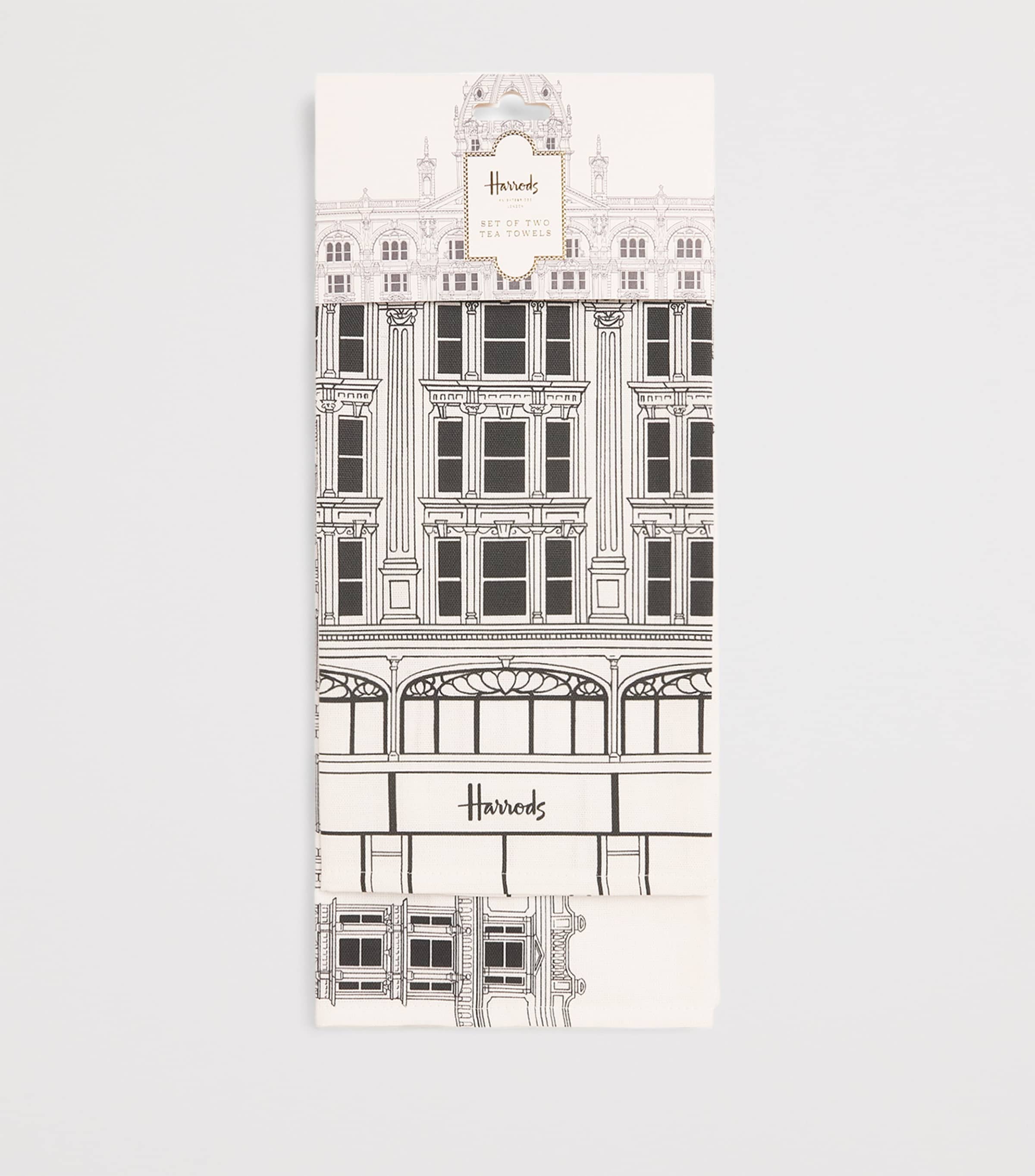 Harrods Set of 2 Cotton Logo Tea Towels White Image 3