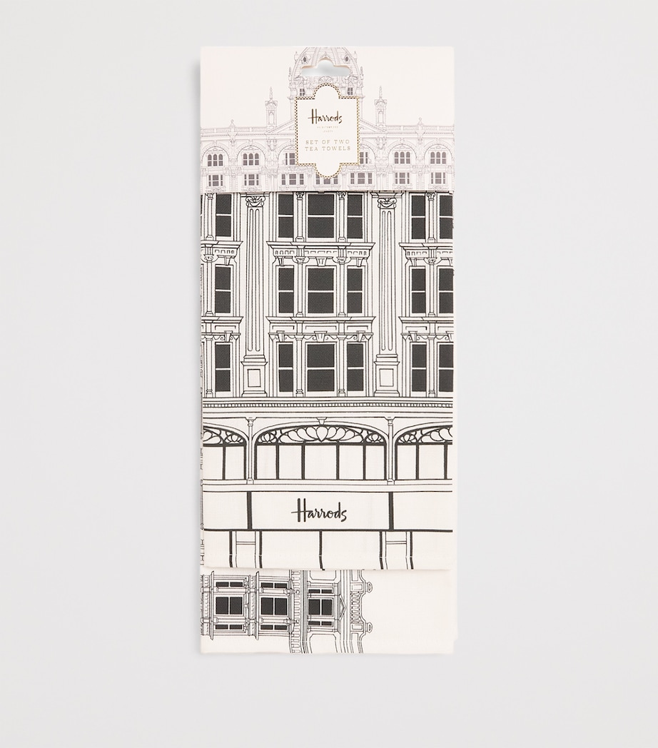 Harrods Set of 2 Cotton Logo Tea Towels White Image 3
