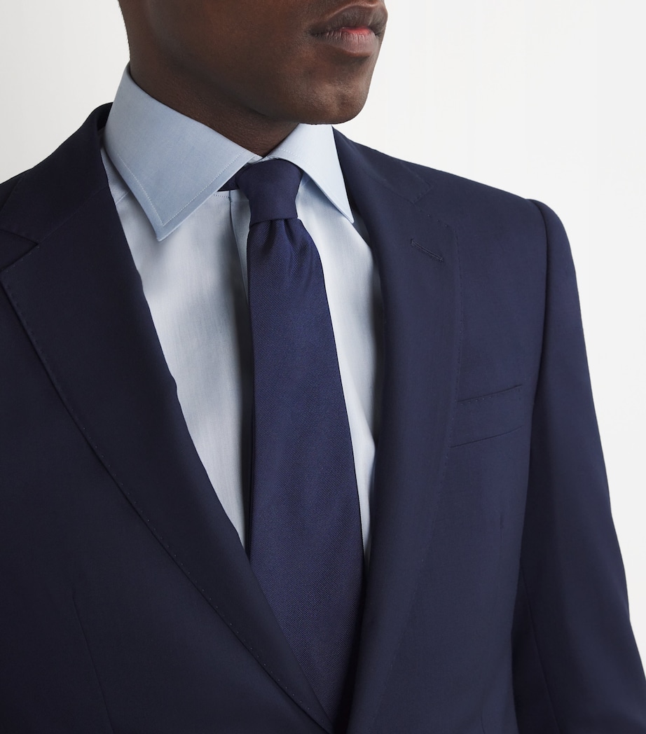 Silk Tie 001 NAVY BLUE Image 3