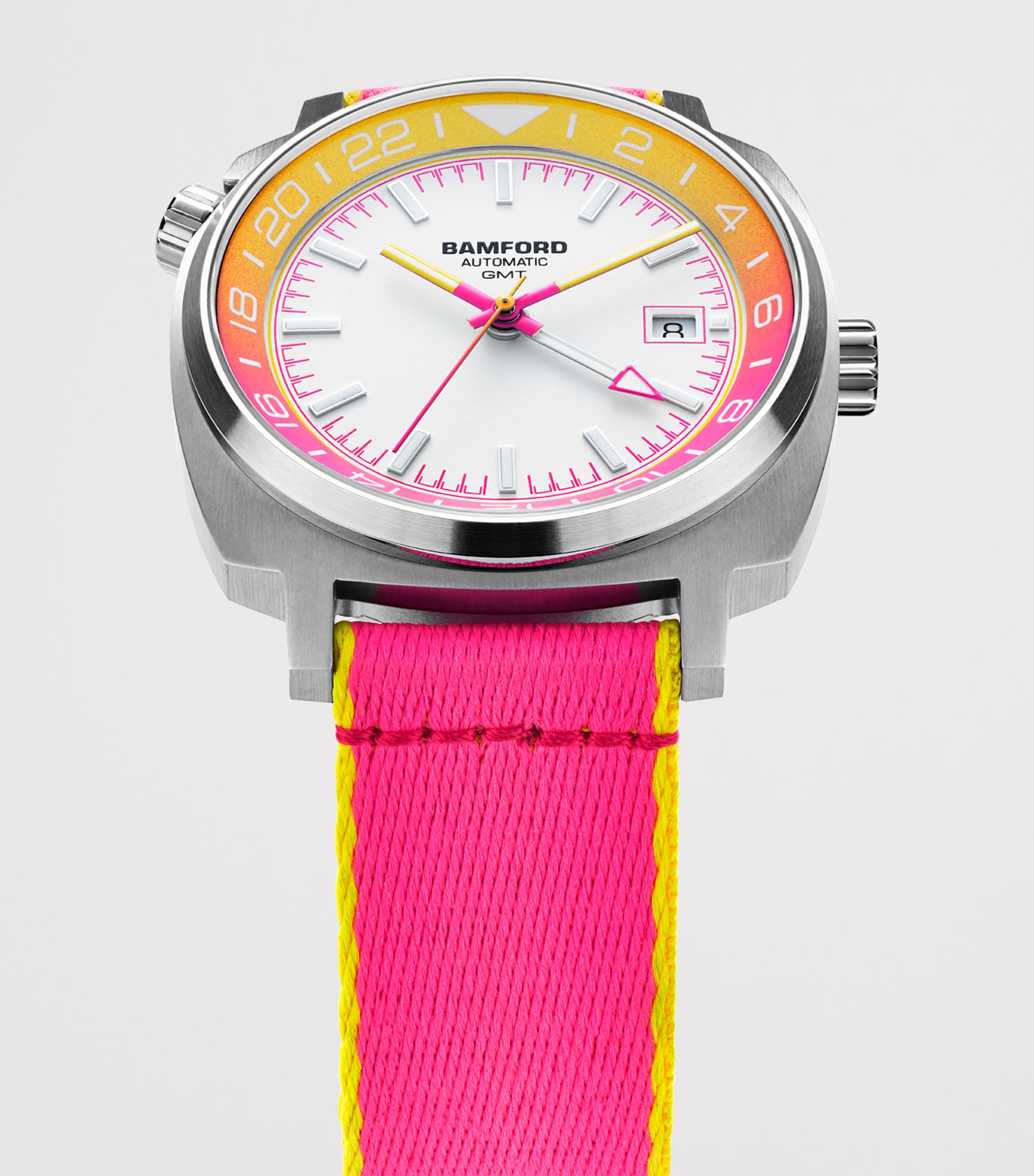Stainless Steel Summer GMT Watch 40mm PINK/YELLOW Image 4