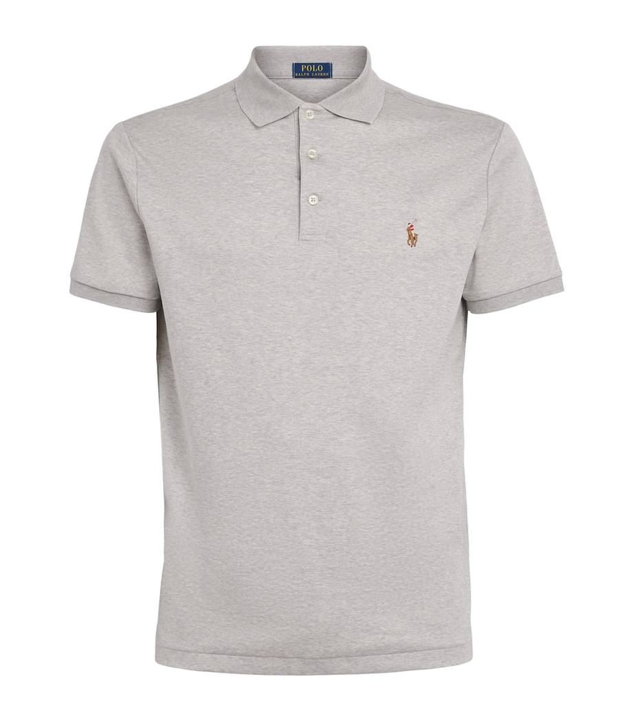 Polo Ralph Lauren Mens Pima Cotton Slim Polo Shirt Spring Heather Image 1