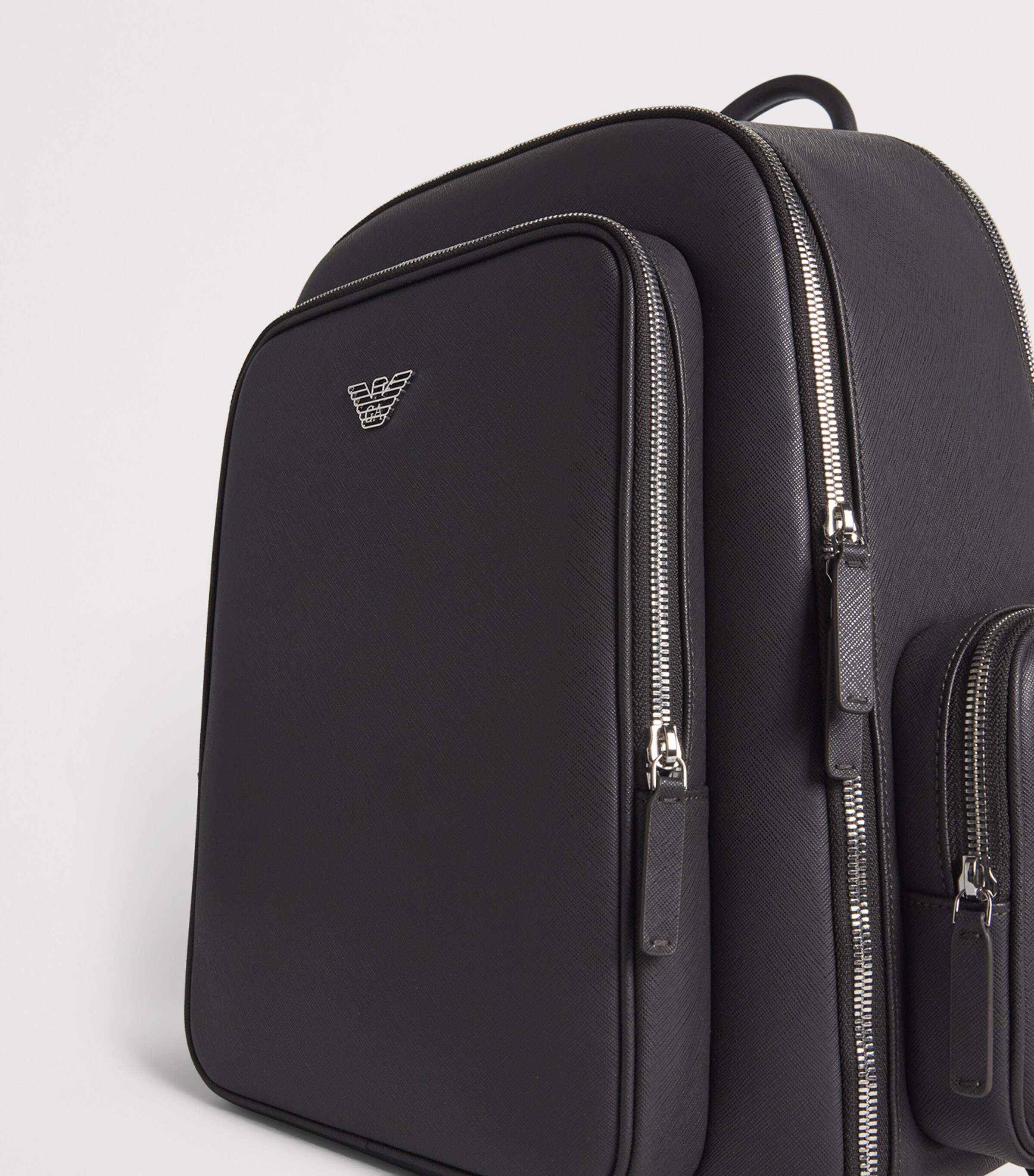 バッグ EMPORIO ARMANI Bostonbag BLK leather Emporio Armani Black Faux Leather Backpack | Harrods US