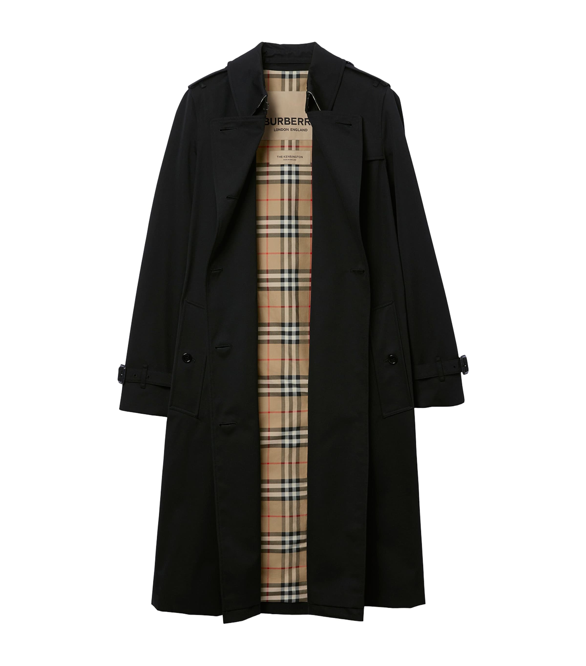 Gabardine Kensington Long Trench Coat BLACK Image 2