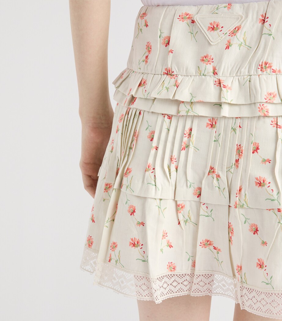Linen-Cotton Floral Print Mini Skirt F0018 Image 4