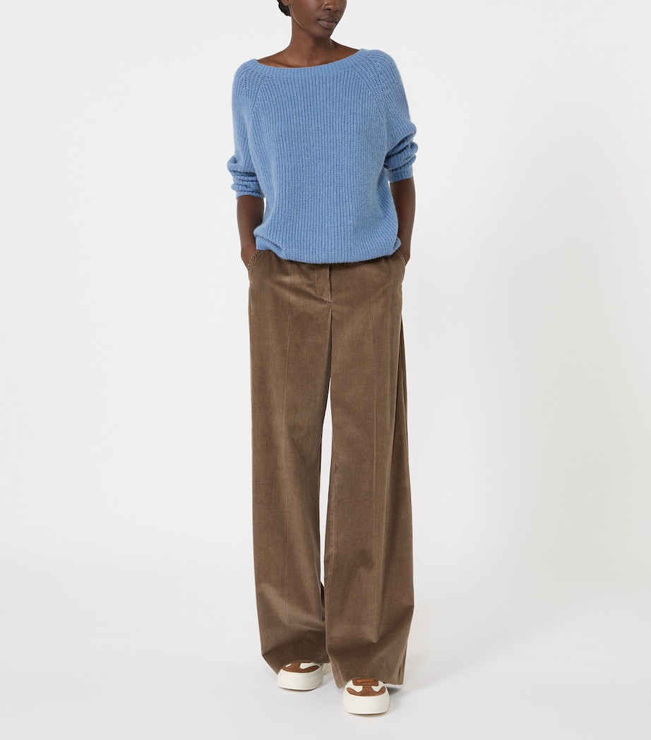 Weekend Max Mara Womens Ribbed Round-Neck Sweater Light Blue Image 2