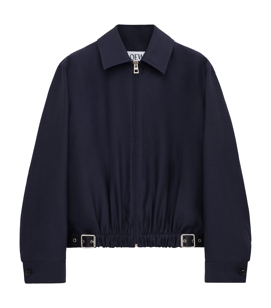 Wool-Silk Buckled Shirt Jacket NAVY BLUE Image 1