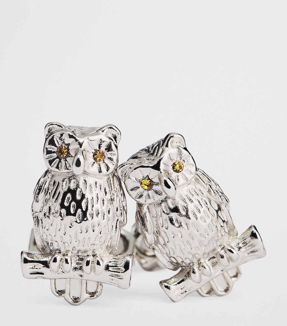 Swarovski Crystal-Detail Thompson Owl Cufflinks ORANGE Image 6