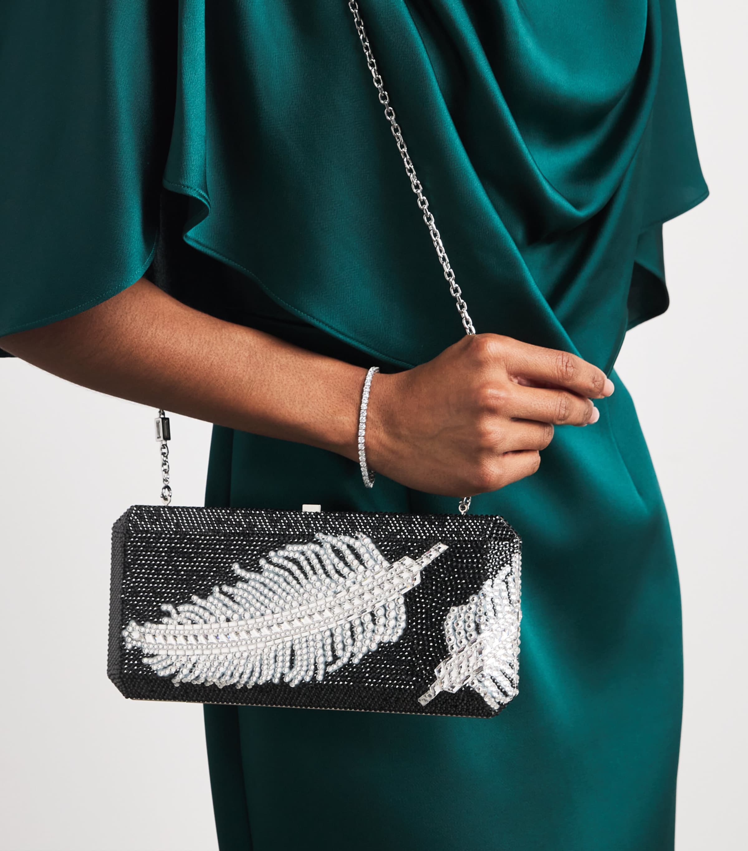 Crystal Plume Slim Rectangle Clutch Bag CLSMT CHAM LI SI MLT Image 2