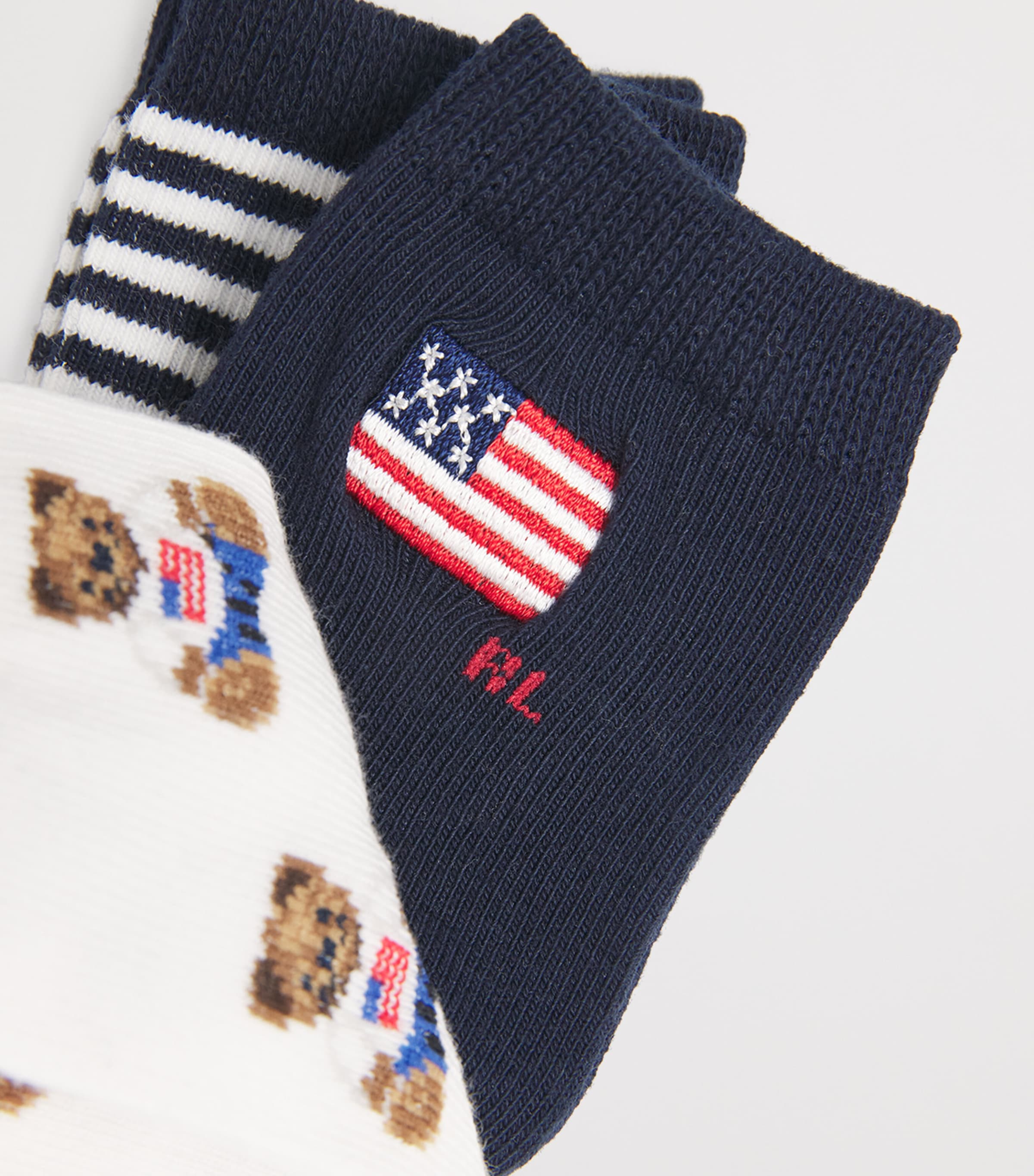 Ralph Lauren Kids Logo Socks (Pack of 3) White Image 3