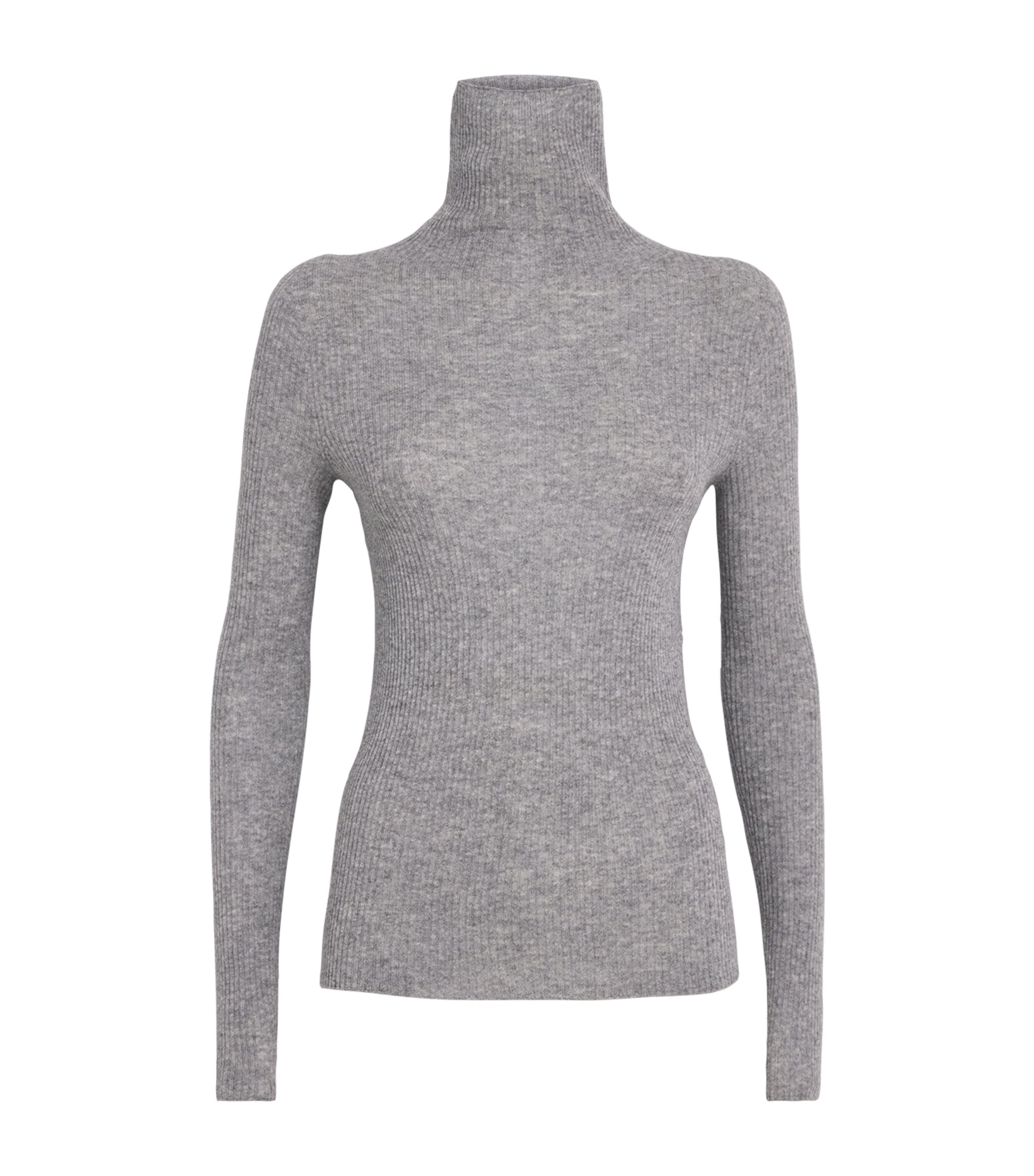 Fabiana Filippi Wool-silk-cashmere Ribbed Sweater In Gray